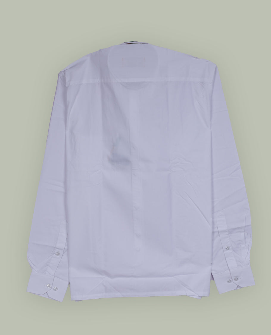 White colour shirt with a plain body, featuring a classic spread collar, chest pocket and full sleeves & Made from premium quality fabric for softness and breathability.