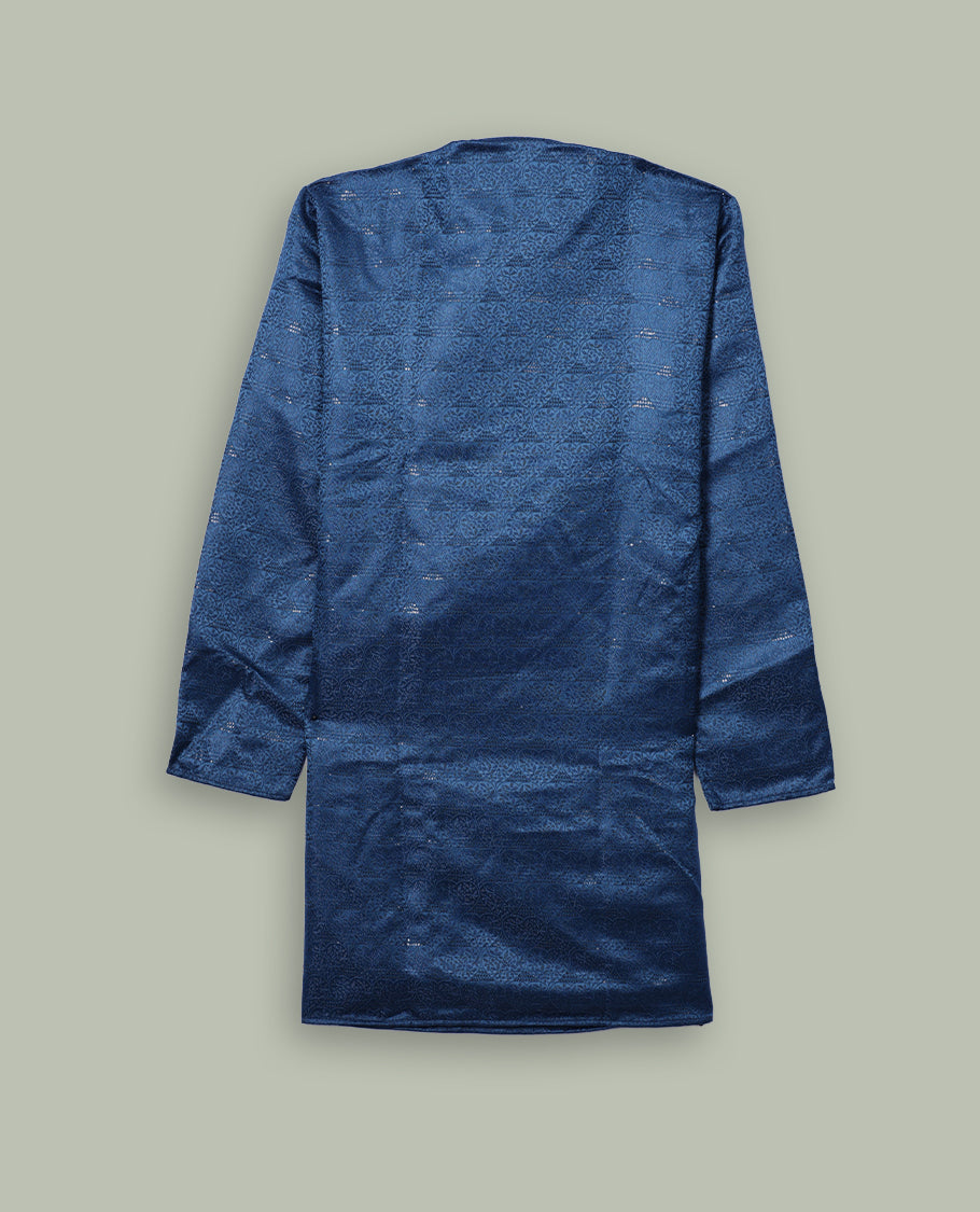 Dark teal colour mens kurta featuring elegant self colour embroidery across body & Crafted in a refined style with full sleeves, offering a perfect blend of tradition.