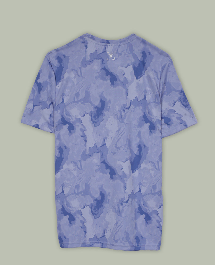 Pastel purple colour T shirt featuring a subtle self print design, comfortable short sleeves, and a classic round neck for a casual, stylish look.