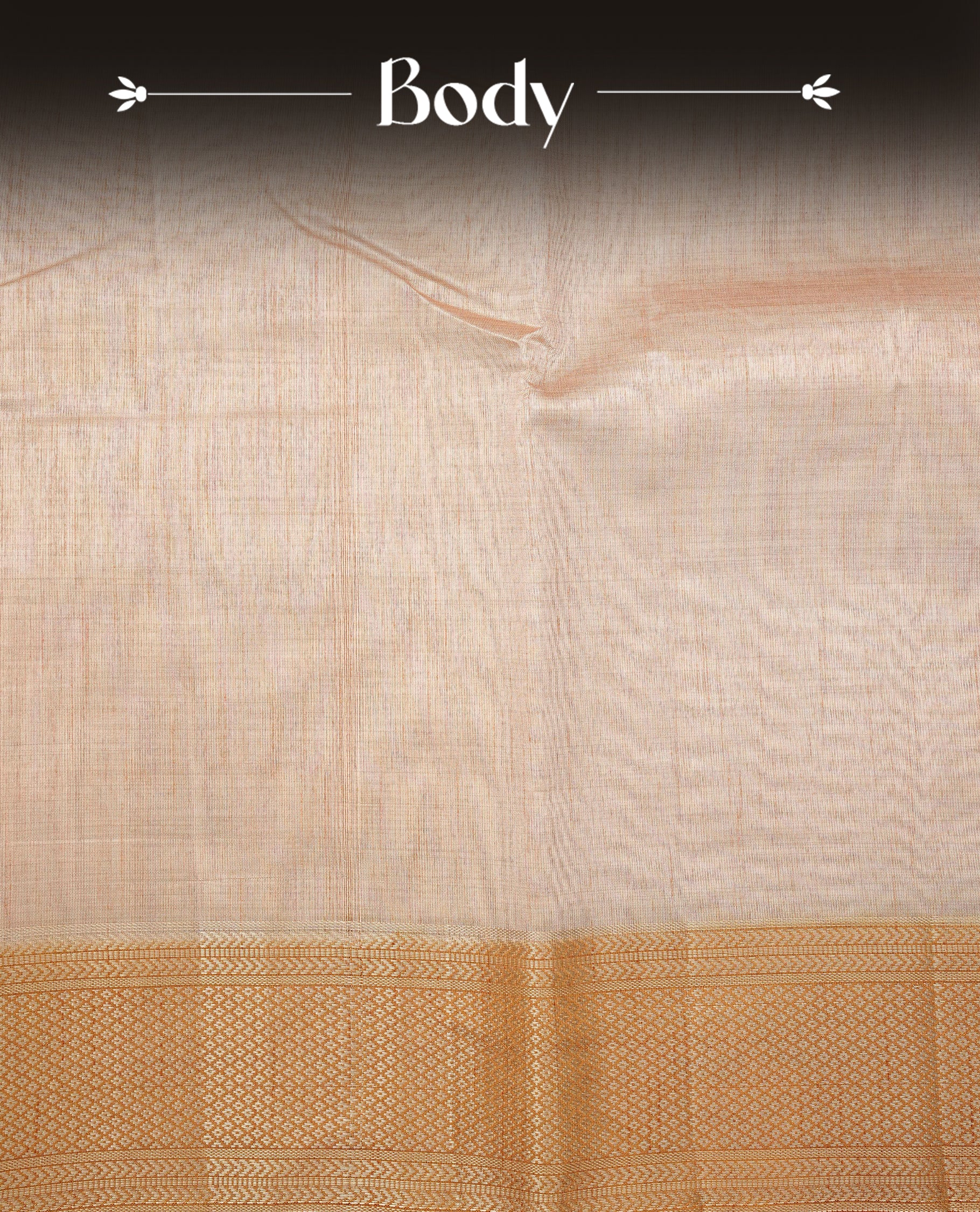Light Gold Tussar saree featuring Gold zari buttas on body, complemented by contrast Mustard Colour with Gold zari border, comes with matching blouse piece.
