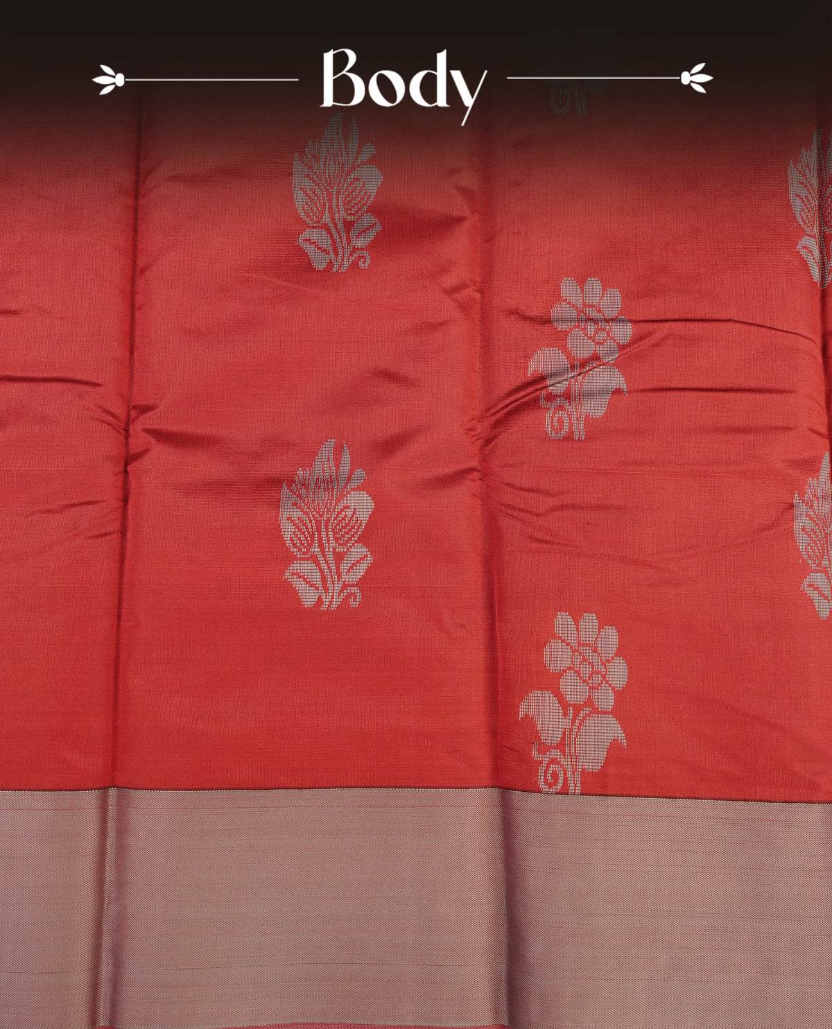 Red colour silk cotton saree featuring reddish grey colour thread motifs on body thread detiled contrast borders & pallu,comes with matching blouse piece