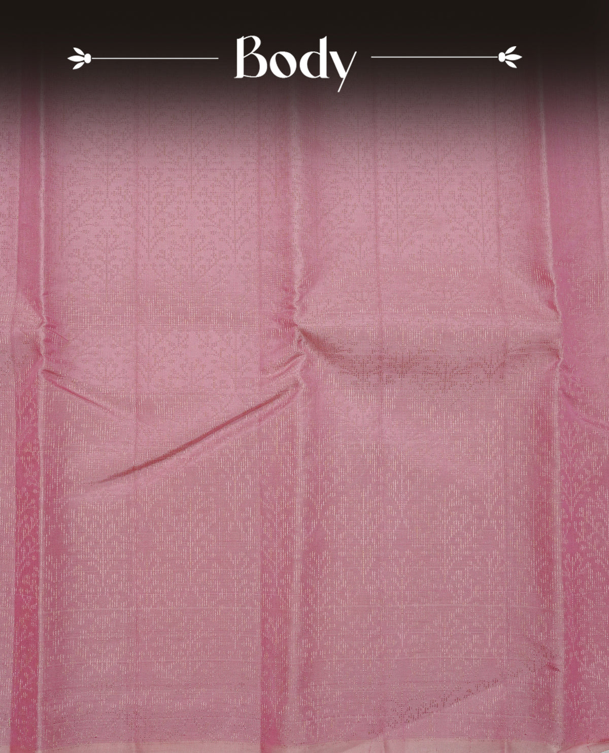 Baby Pink Colour soft silk saree featuring elegant self woven leaf motifs across the body, complemented by a richly woven self design pallu, paired with a matching plain blouse piece.