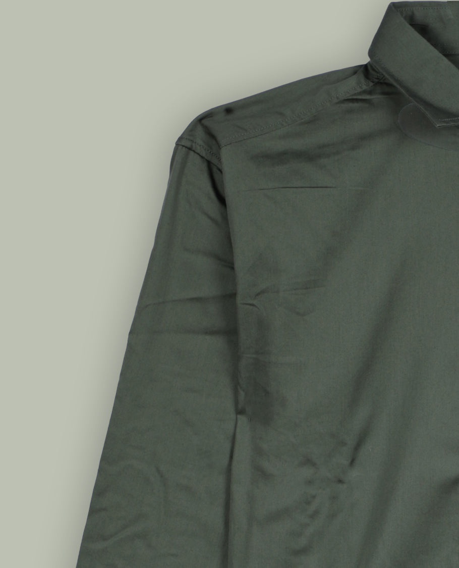 Thyme green colour shirt with a classic spread collar and full sleeves, Featuring a chest pocket and button down front, this shirt blends simplicity with sophistication.