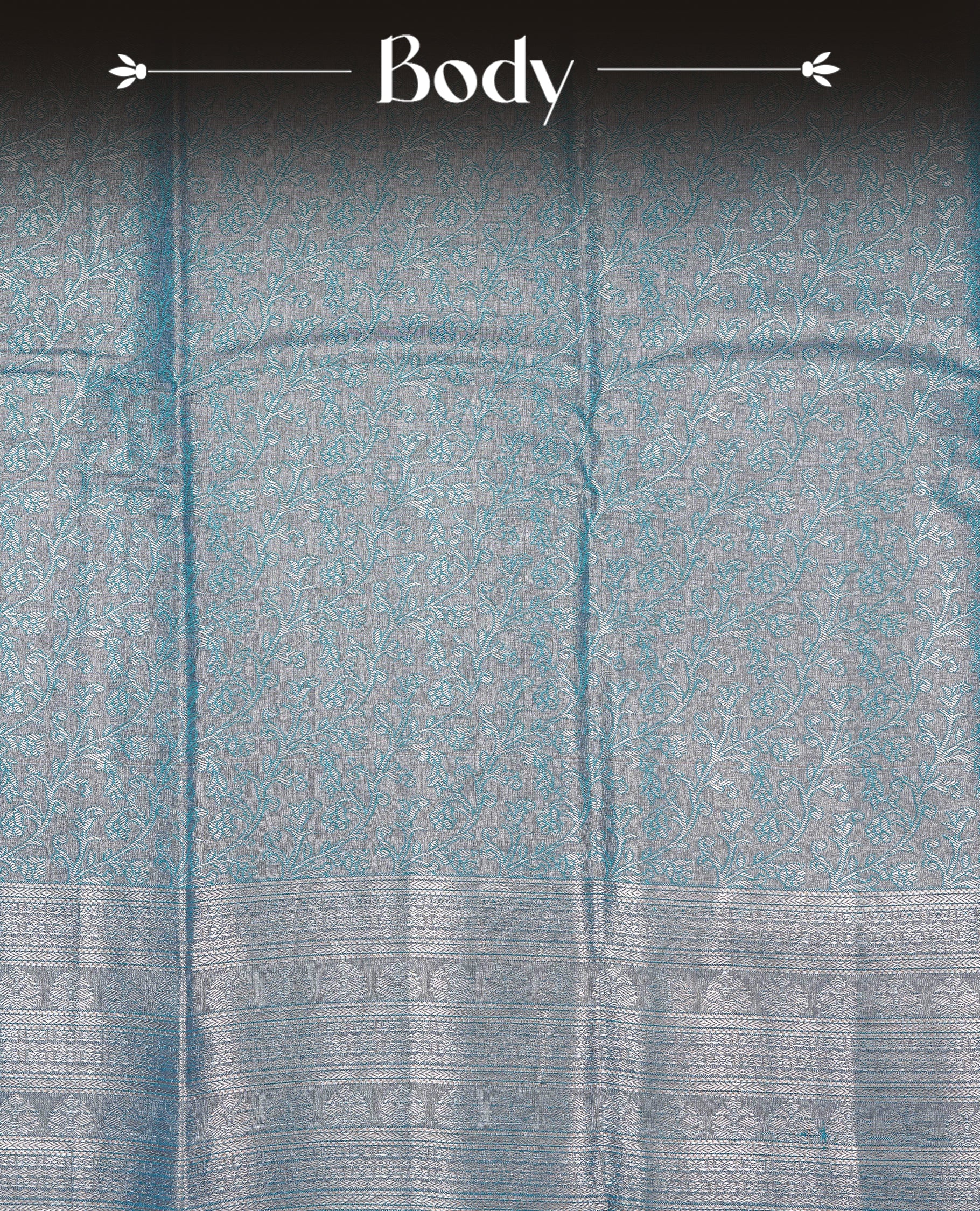 Ice Blue & Silver colour Double shade Semi tissue silk saree featuring silver zari kodi pattern on body, self colour with traditional border, paired with matching.