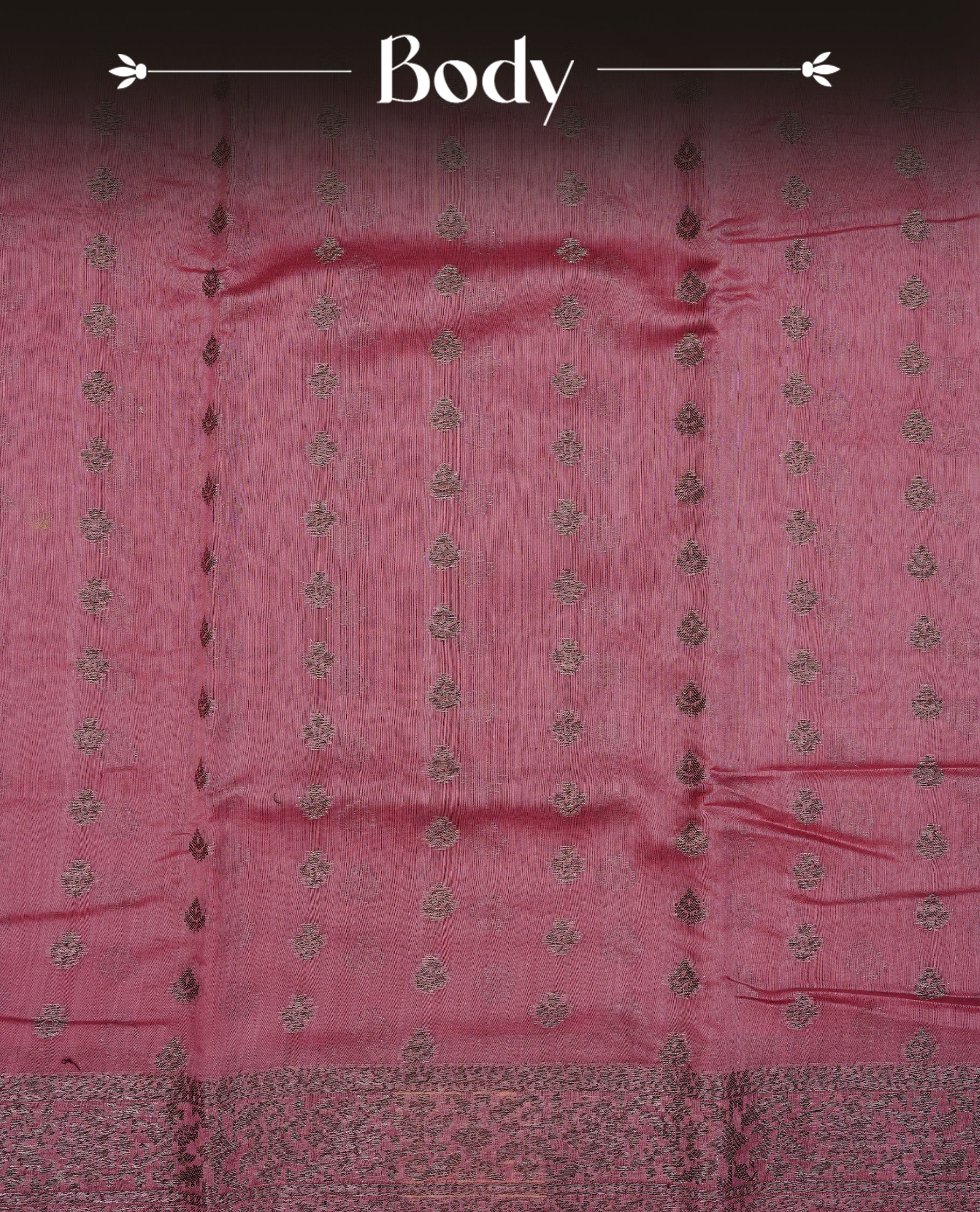Mauve colour semi tussar silk saree featuring elegant Antique zari motifs across the body, designed with a subtle borderless zari finish for a sophisticated traditional look. Paired with a matching blouse piece.