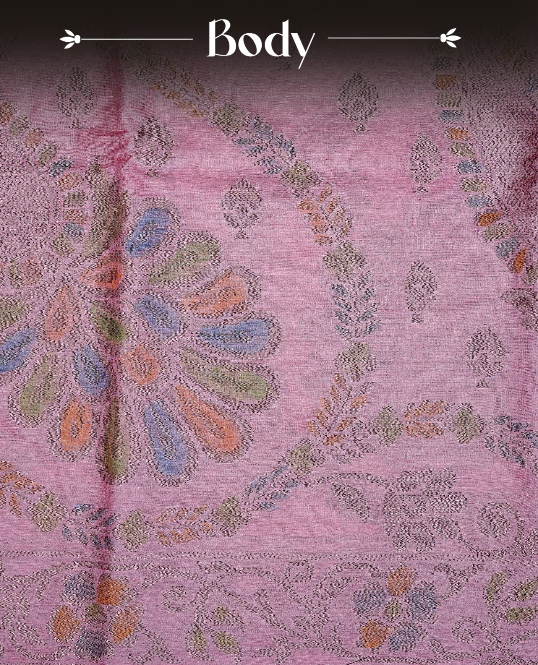 Pink colour pure tussar silk saree featuring elegant antique zari kodi patterns across the body, designed with a graceful borderless finish for a refined look. Paired with a matching blouse piece.