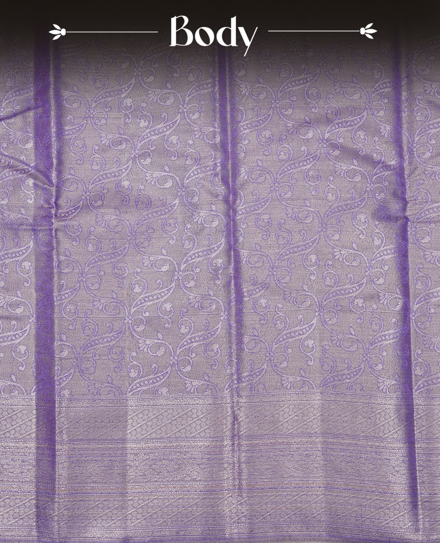 Periwinkle & Silver colour Double shade Semi tissue silk saree featuring self color kodi pattern on body, self colour with traditional border, paired with matching.