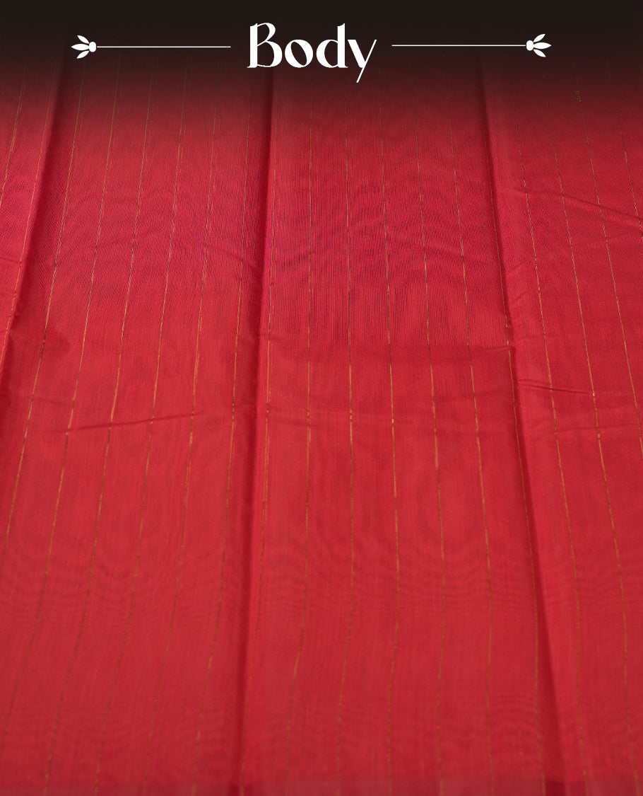Maroon colour silk cotton saree featuring with delicate vertical copper zari lines on the body, Crafted without a border for a classy touch, Comes with a matching blouse for a perfectly coordinated look.