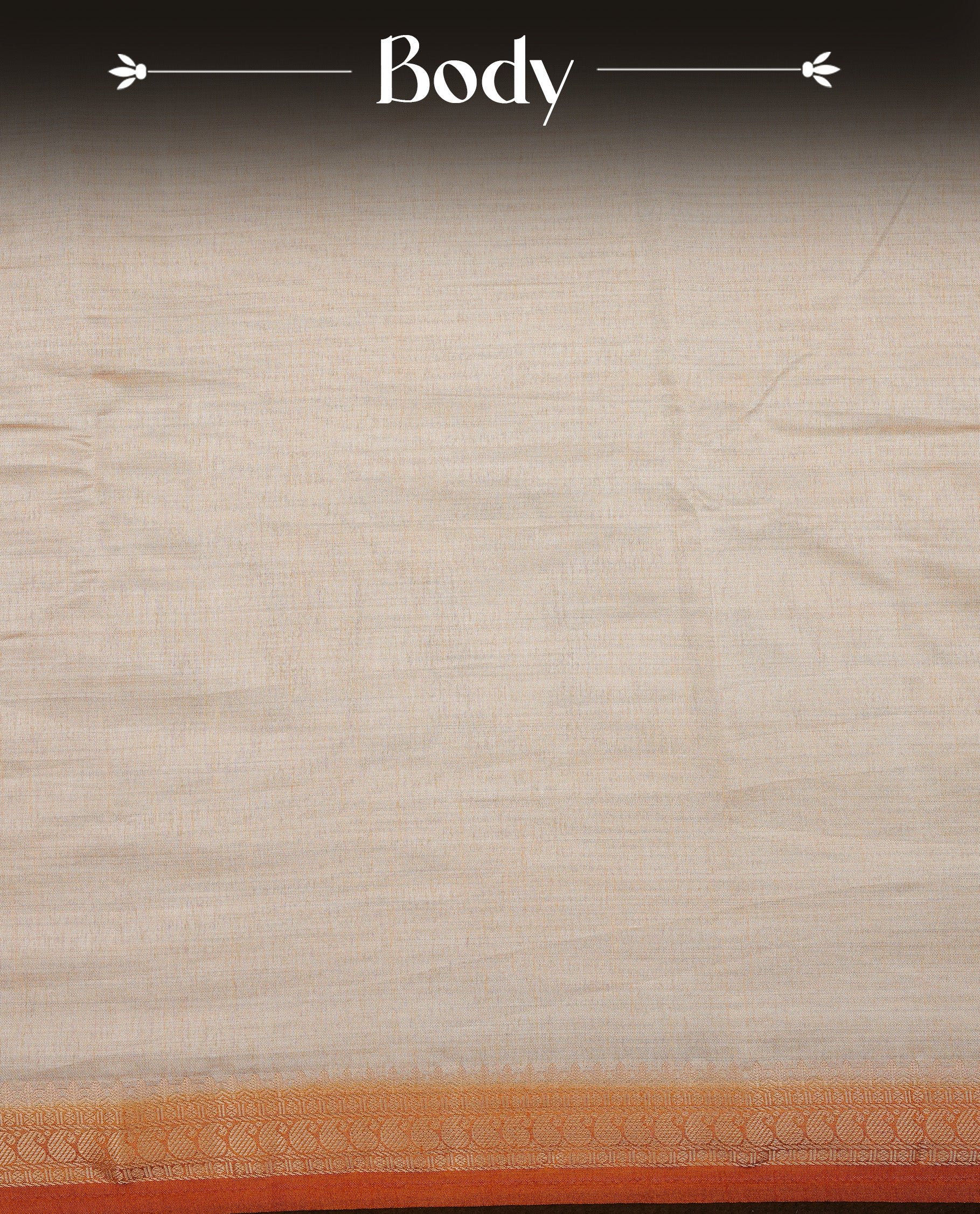 Cream colour Semi Tussar silk saree featuring an elegant plain body, accentuated by a contrast mustard border adorned with intricate gold Mango zari work, paired with a matching blouse piece.