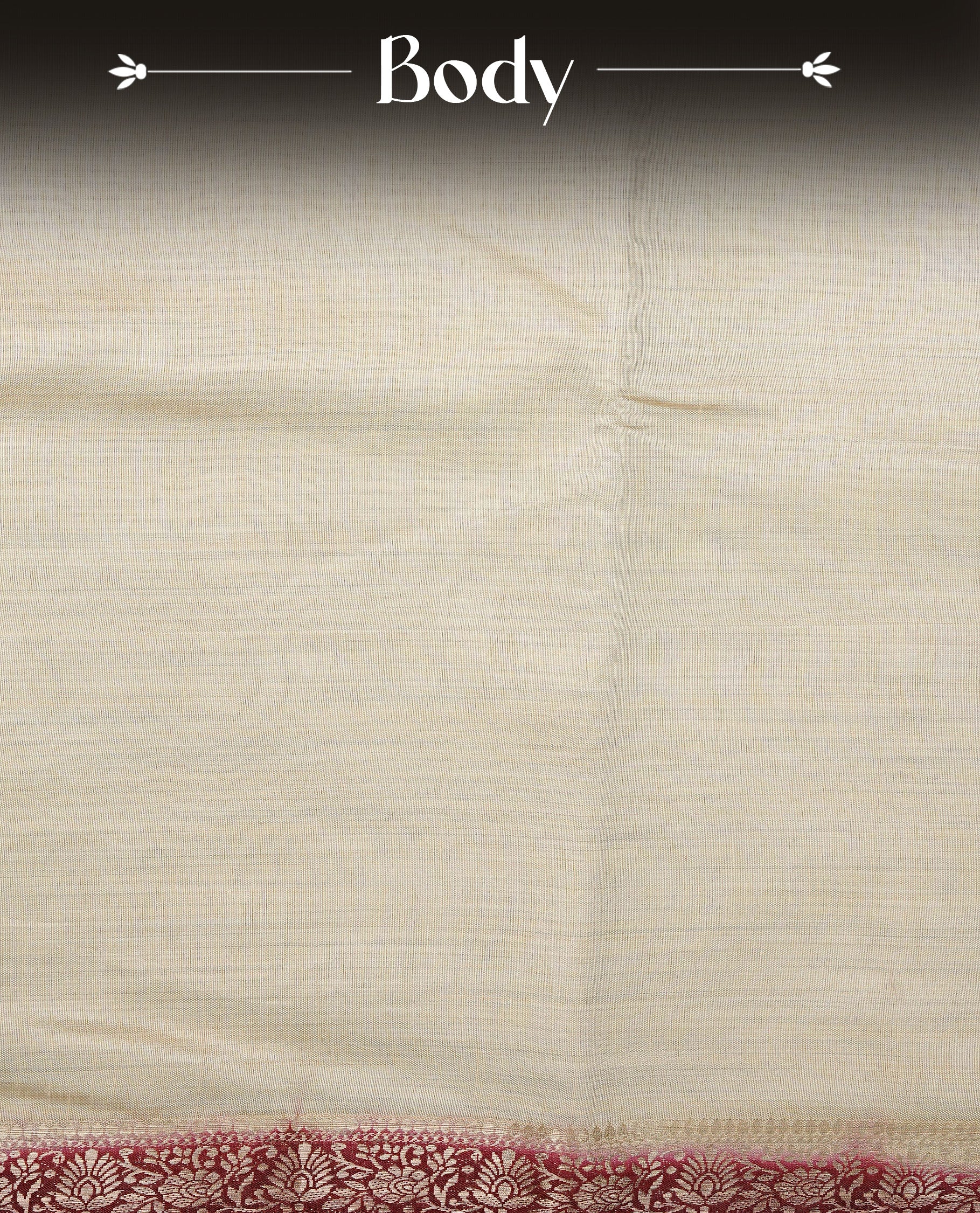 Light gold Colour Tussar saree featuring elegant plain body, complemented by contrast Maroon colour with zari work border, comes with matching blouse piece.