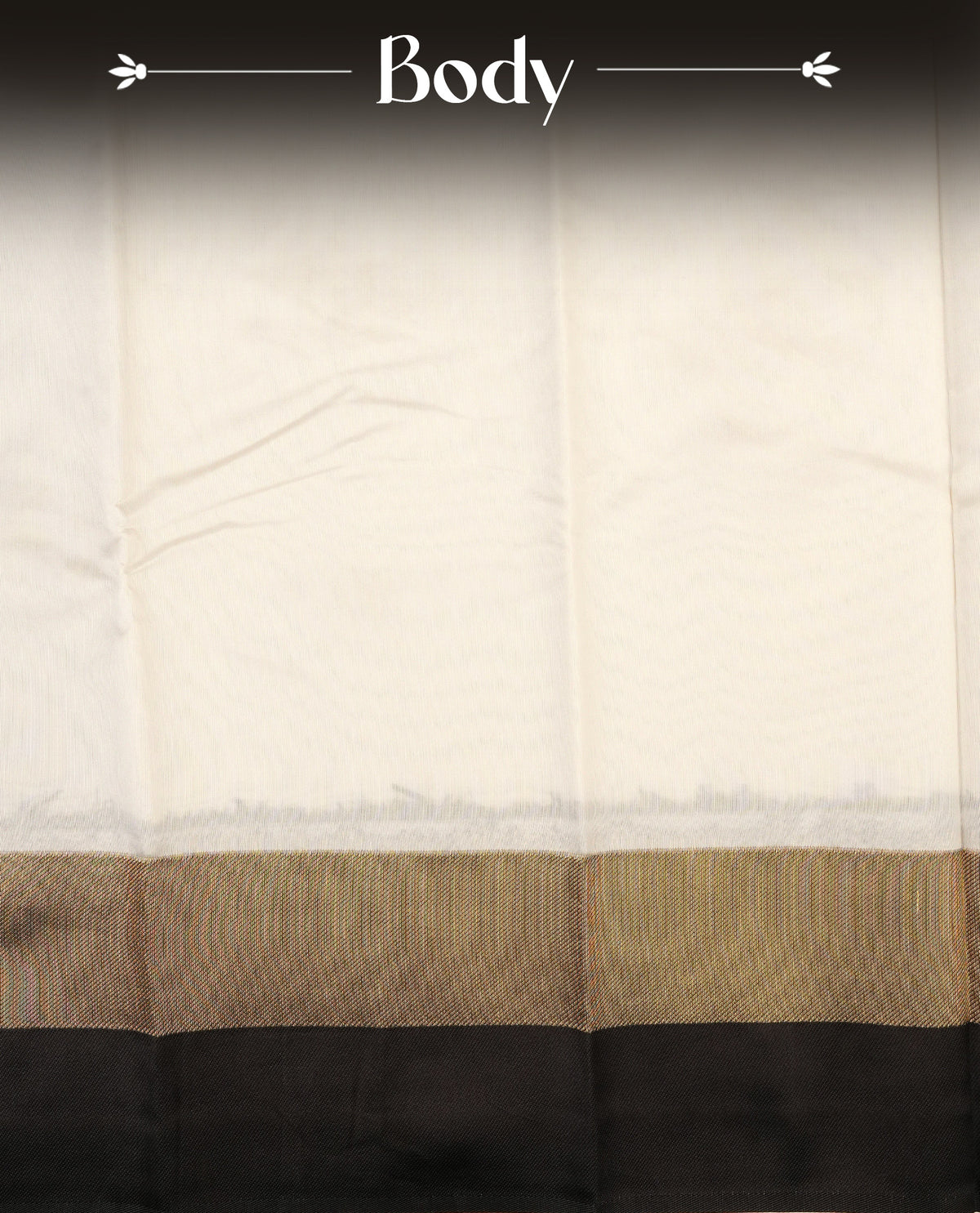Off White colour soft silk saree with contrast Black border.