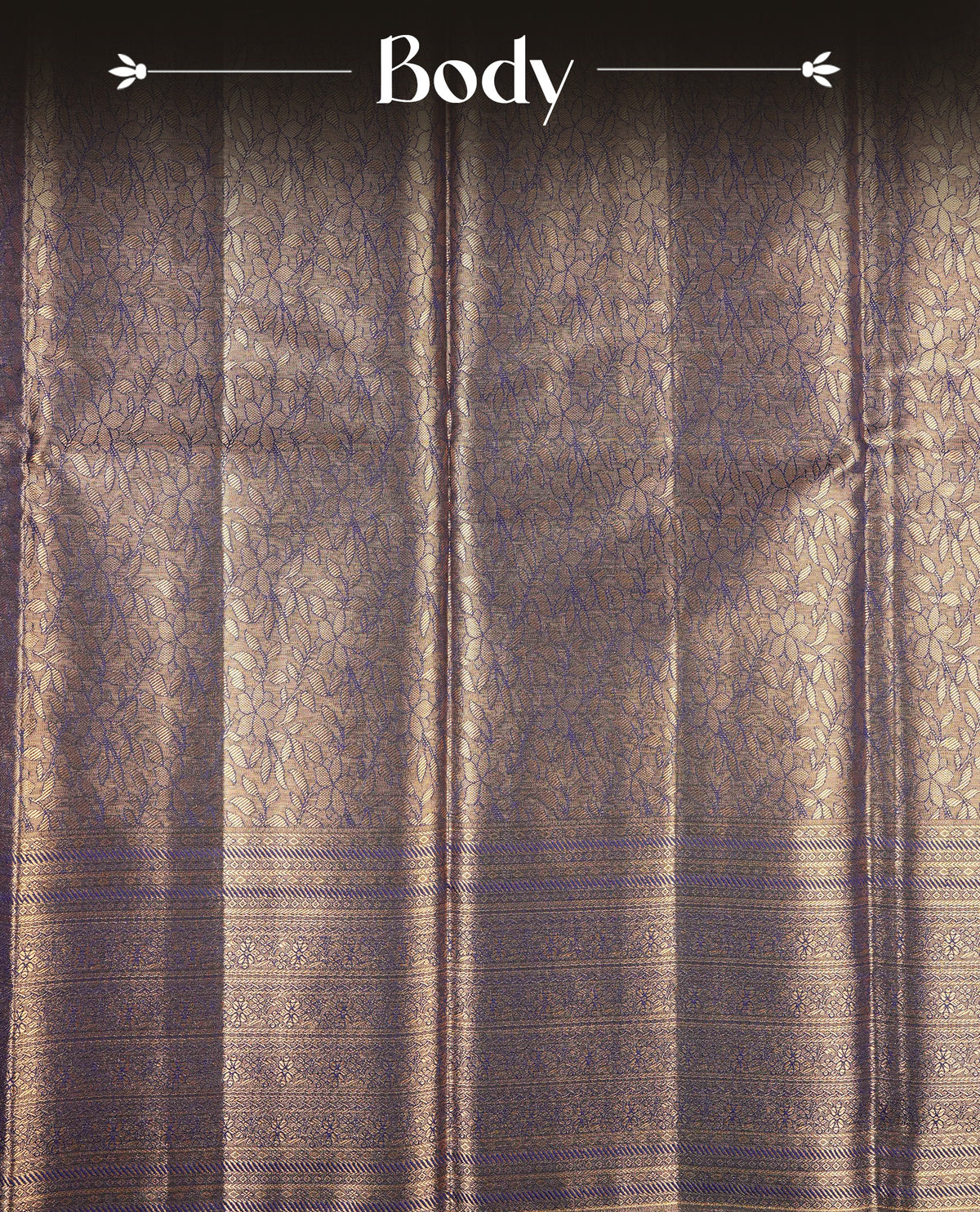 Navy blue & Gold colour Double shade Semi tissue silk saree featuring self color kodi pattern on body, self colour with Fancy border, paired with matching.