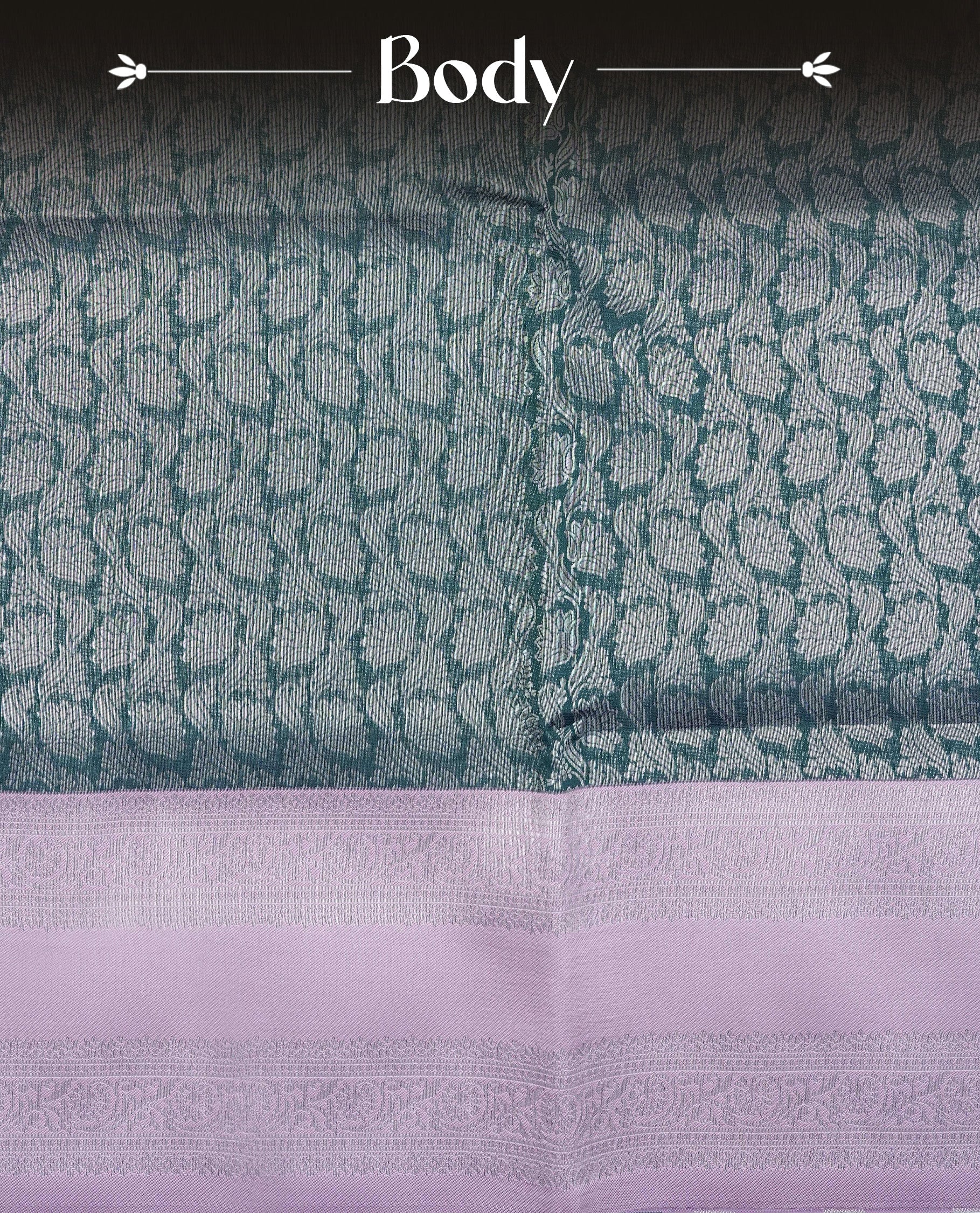 Green colour semi silk saree featuring Silver zari pattern on body, complemented by contrast Pink colour with silver zari border, comes with matching blouse piece.