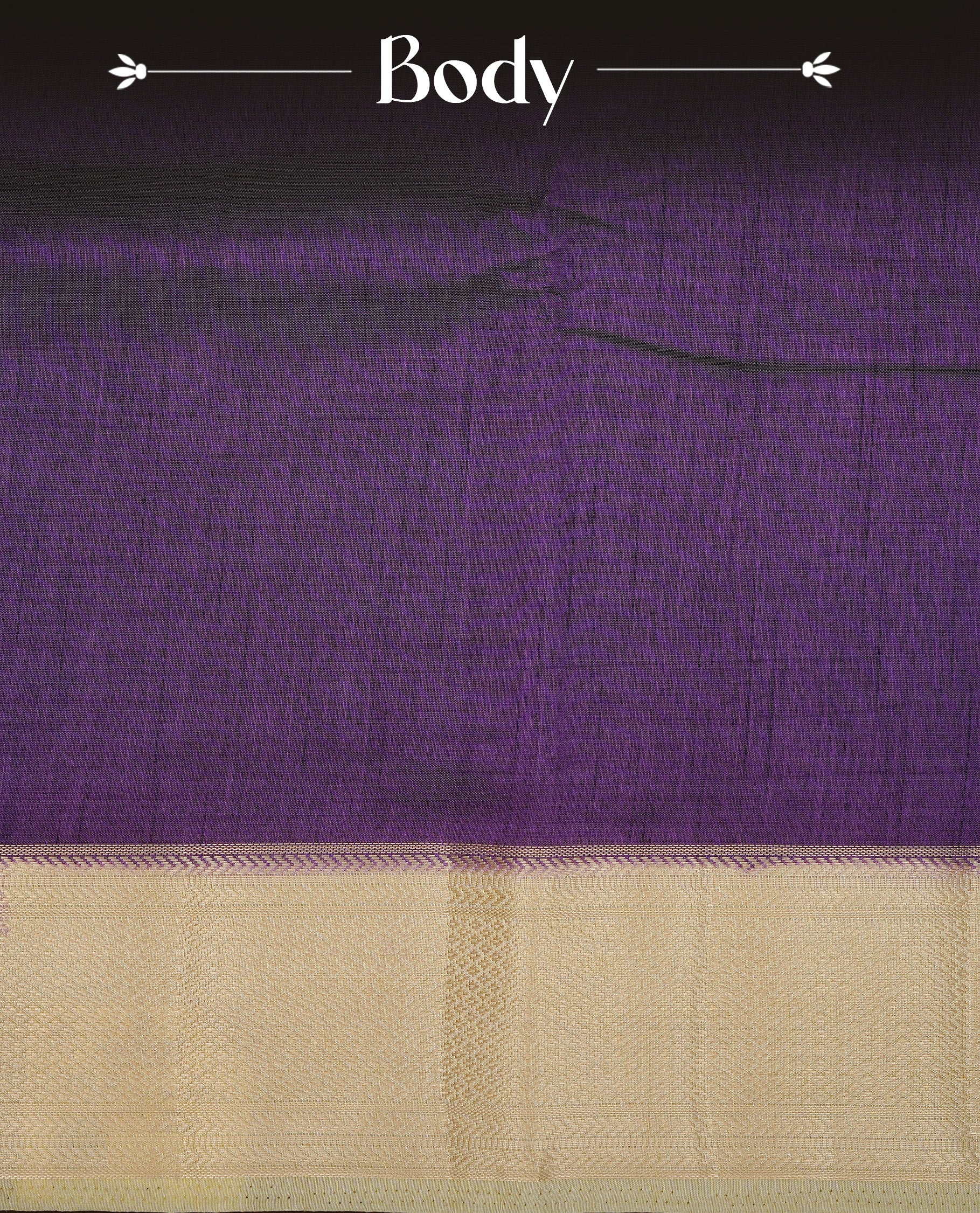 Deep Purple colour Semi Tussar silk saree featuring an elegant plain body, accentuated by a contrast cream border adorned with intricate gold zari work, paired with a matching blouse piece.