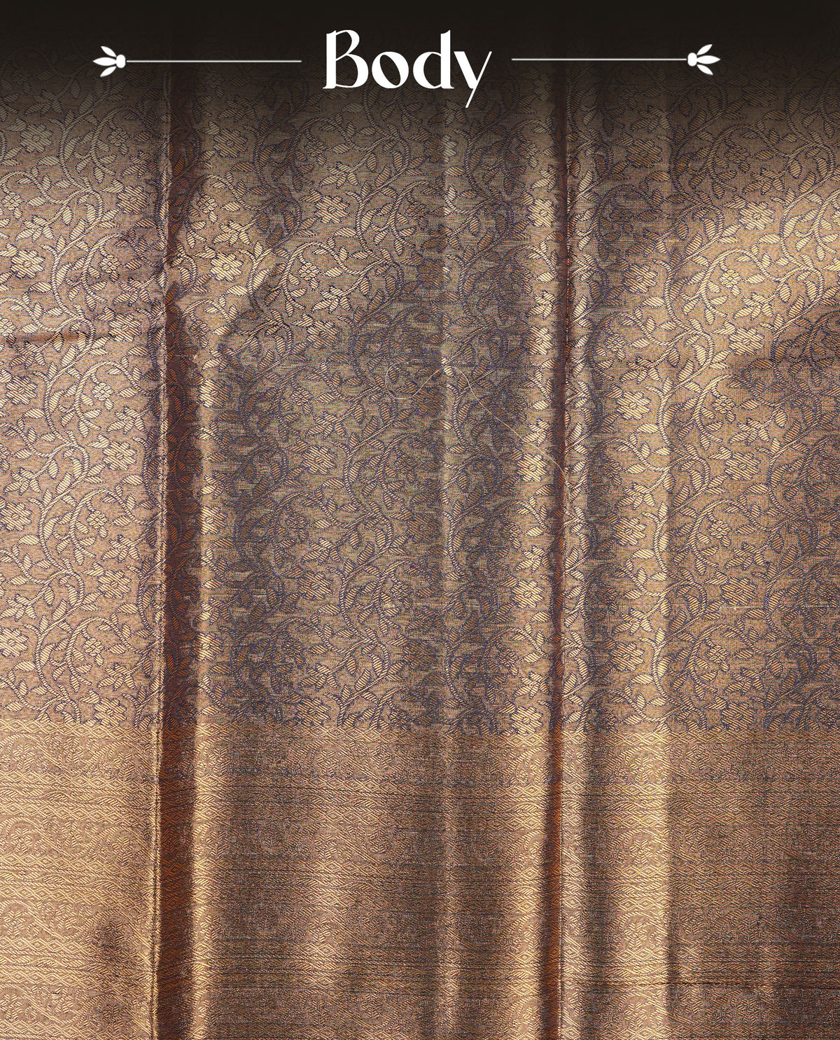 Blue & Gold colour Double shade Semi tissue silk saree featuring self color kodi pattern on body, self colour with Fancy border, paired with matching.