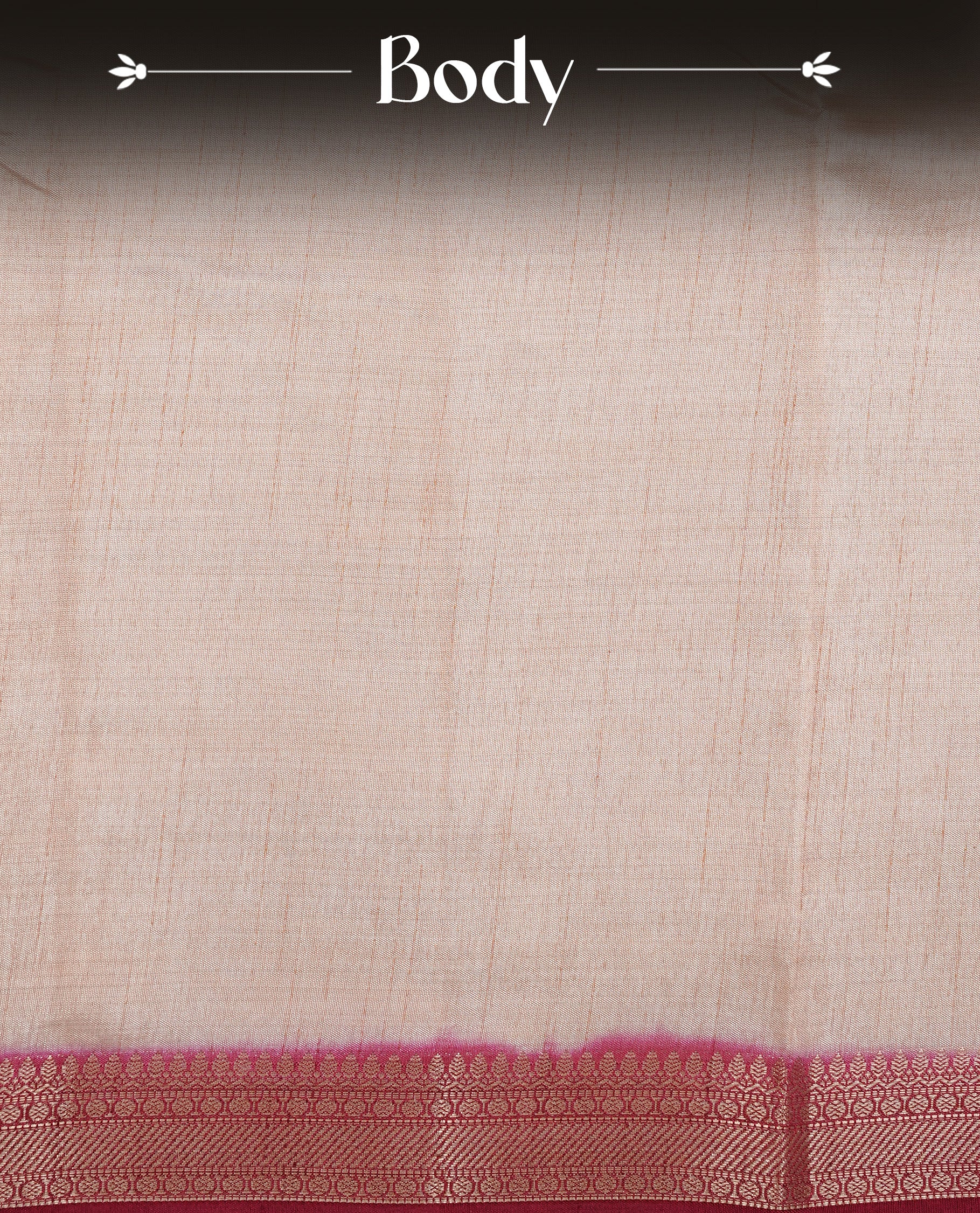 Cream colour Tussar silk saree Featuring Elegant Plain body, complemented by Contrast Maroon colour with gold zari border, paired with matching blouse piece.