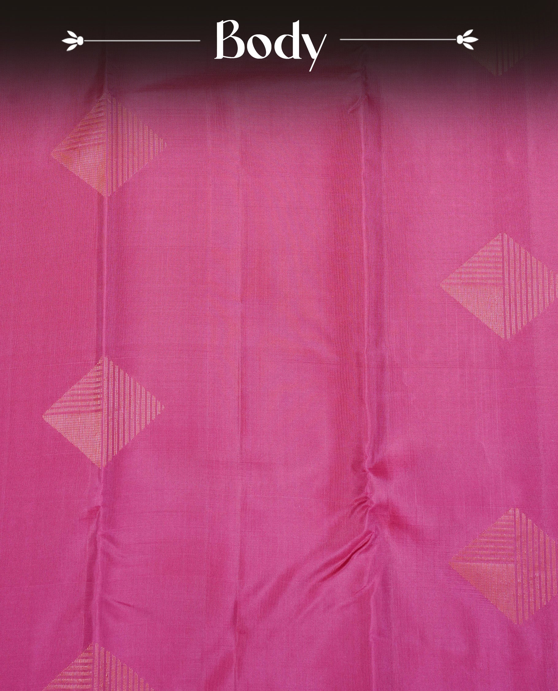 Dark Pink Colour Traditional Kancheepuram Silk Saree Featuring Copper Zari Diamond Motifs on the Body, Designed Without a Border and with a Grand Pallu, Paired with a Matching Blouse.