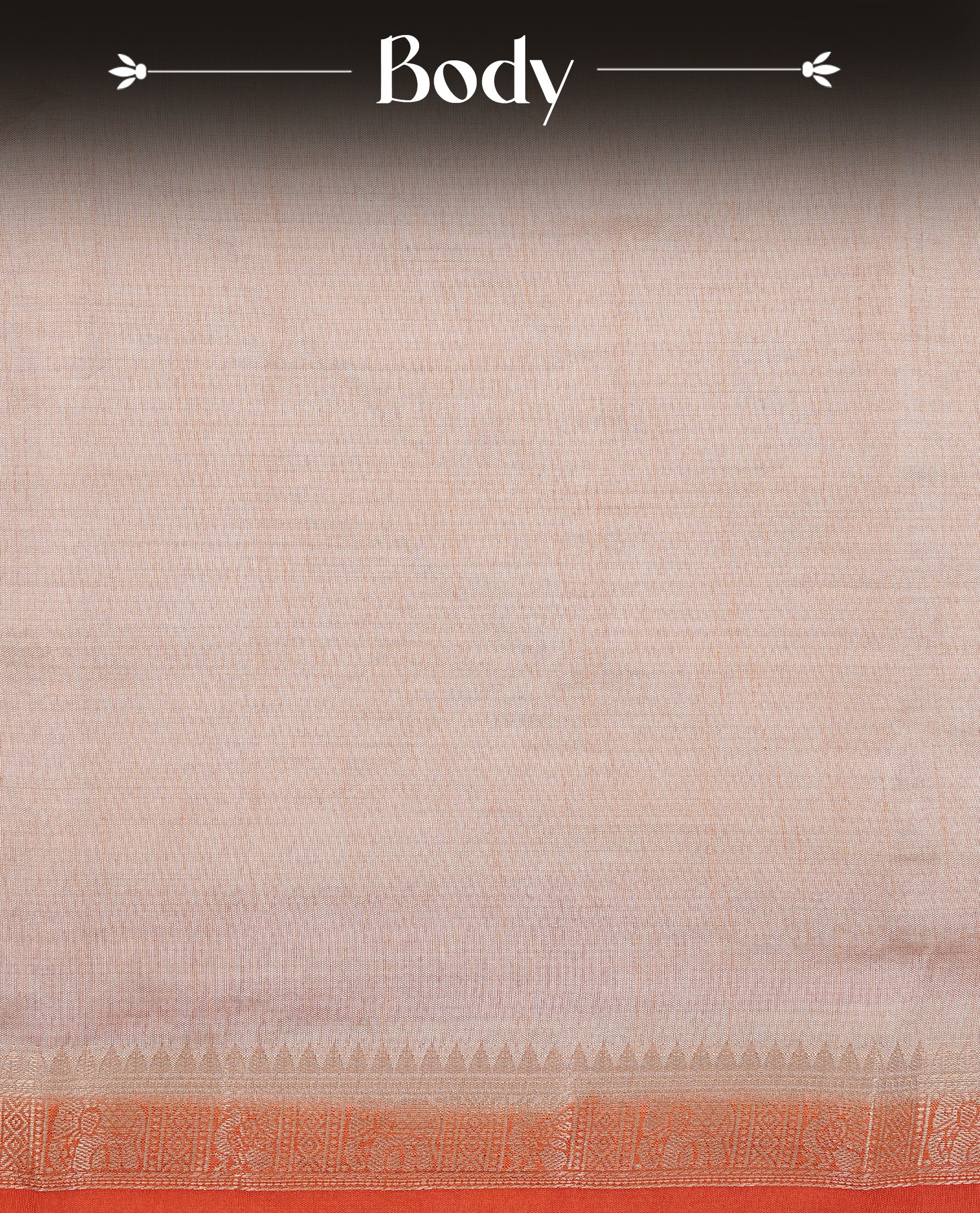 Cream colour Tussar silk saree Featuring Elegant Plain body, complemented by Contrast Orange colour with gold zari border, paired with matching blouse piece.