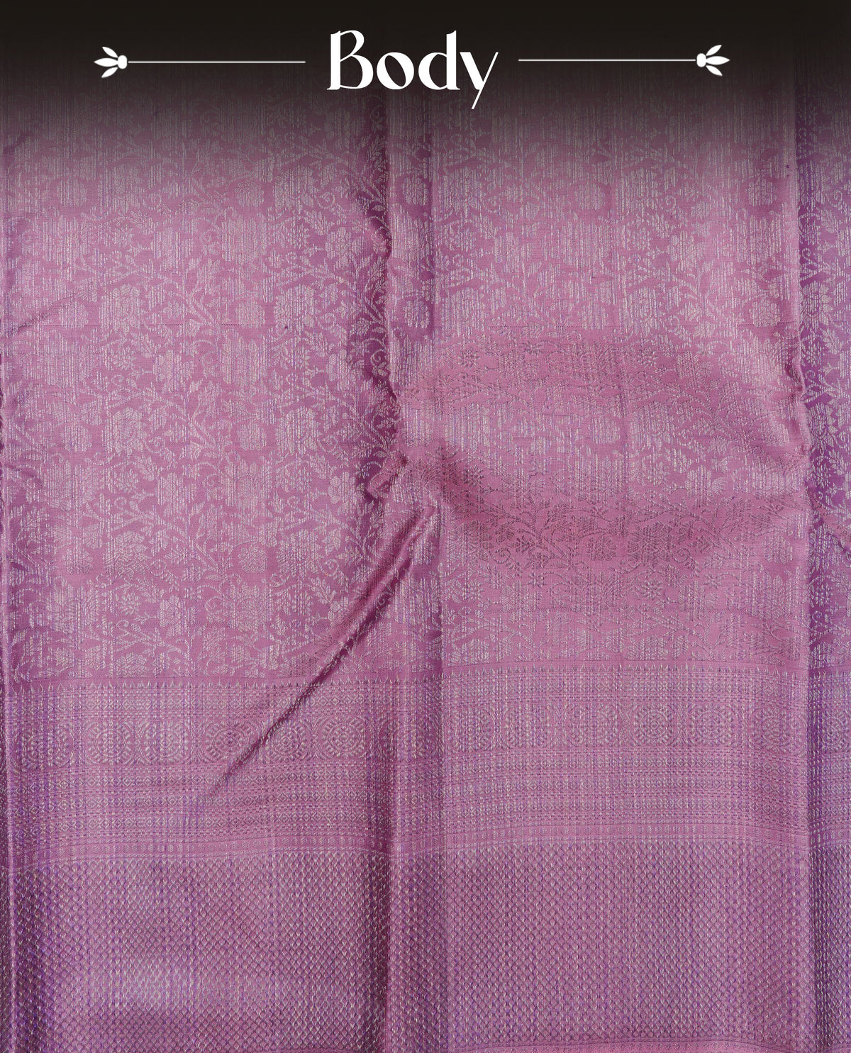 Mauve colour pure wedding silk saree featuring antique zari Floral kodi pattern on body, complemented by self colour with traditional border, comes with matching blouse piece.