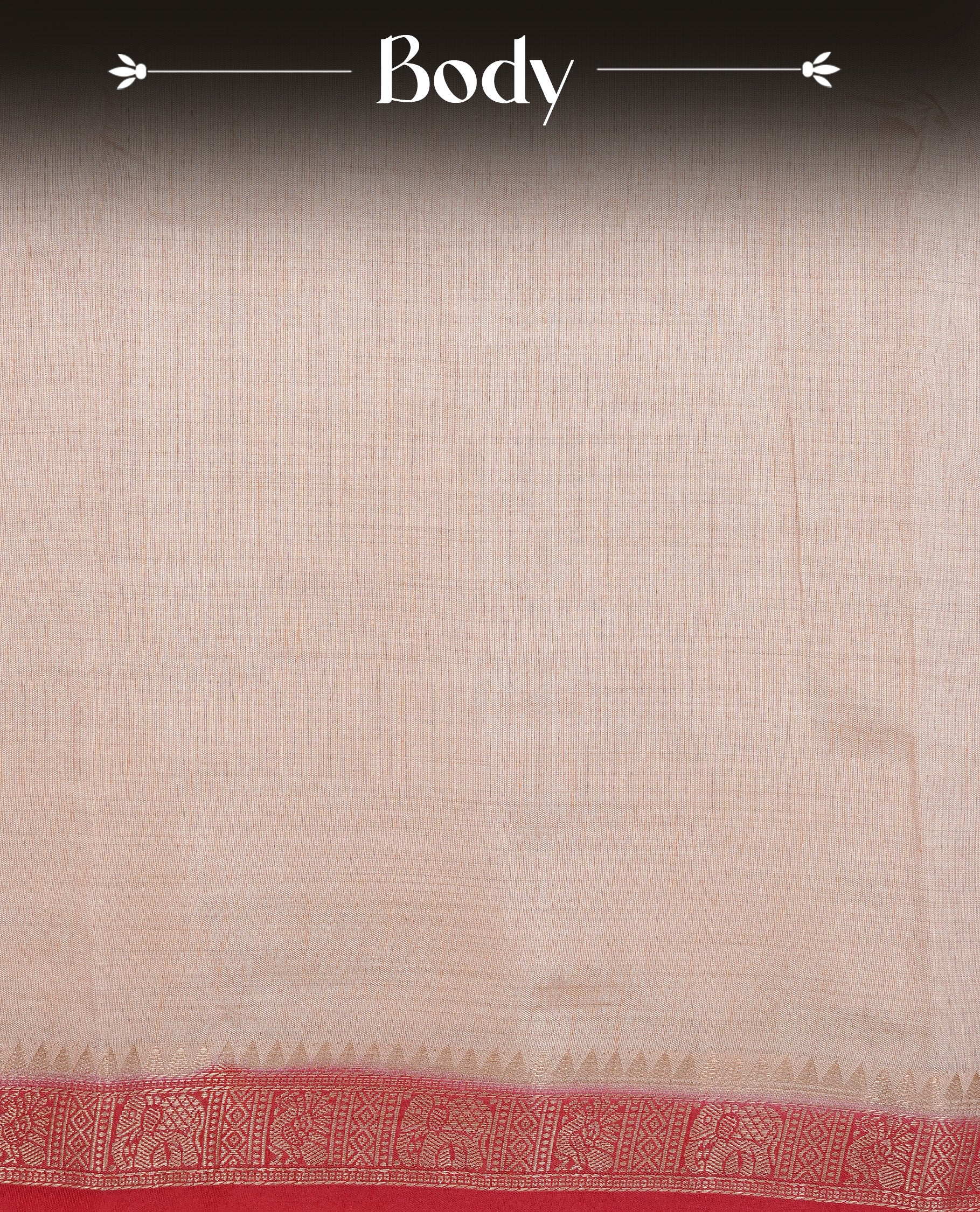 Cream colour Tussar silk saree Featuring Elegant Plain body, complemented by Contrast Red colour with gold zari border, paired with matching blouse piece.