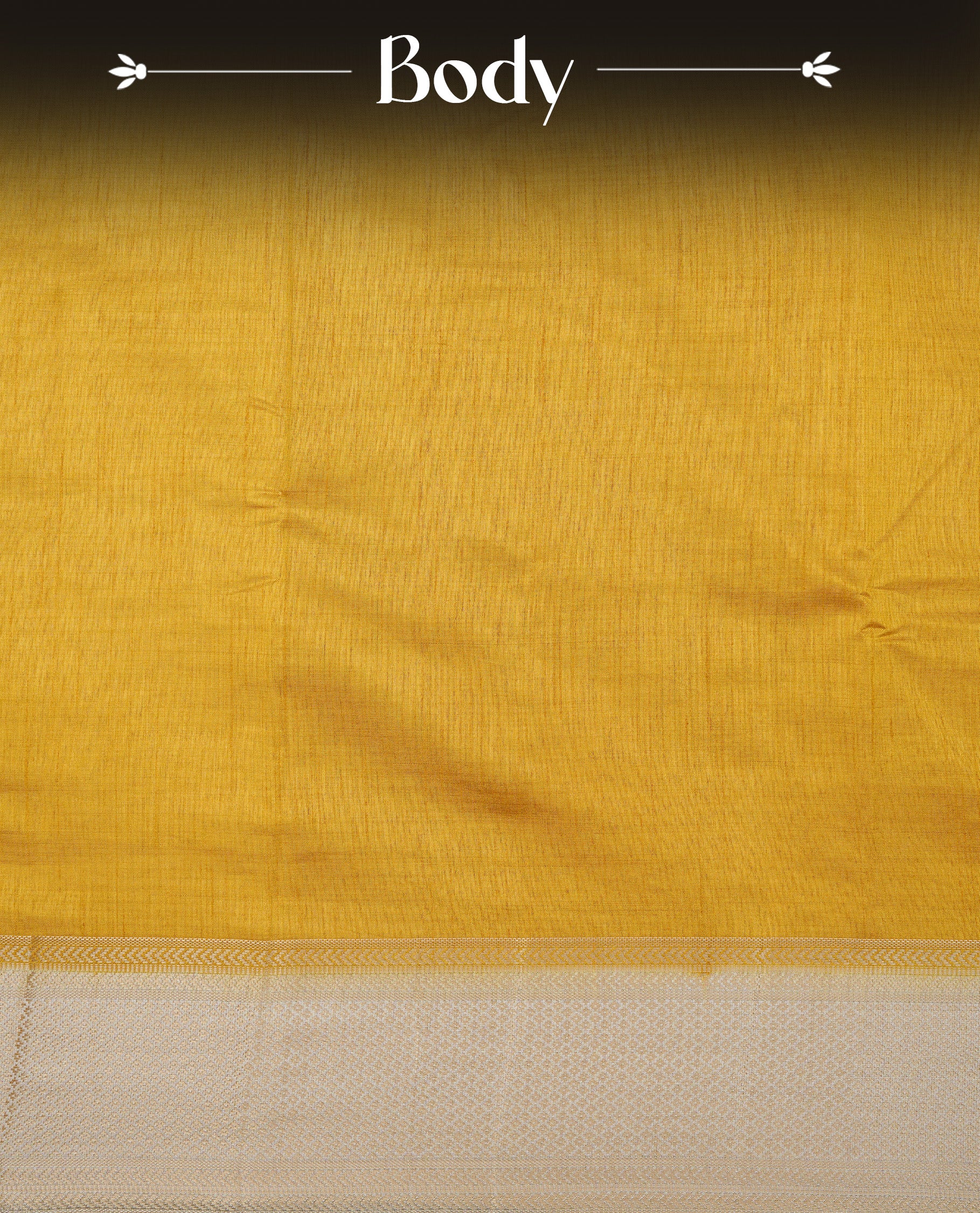 Mustard colour Semi Tussar silk saree featuring an elegant plain body, accentuated by a contrast cream border adorned with intricate gold zari work, paired with a matching blouse piece.
