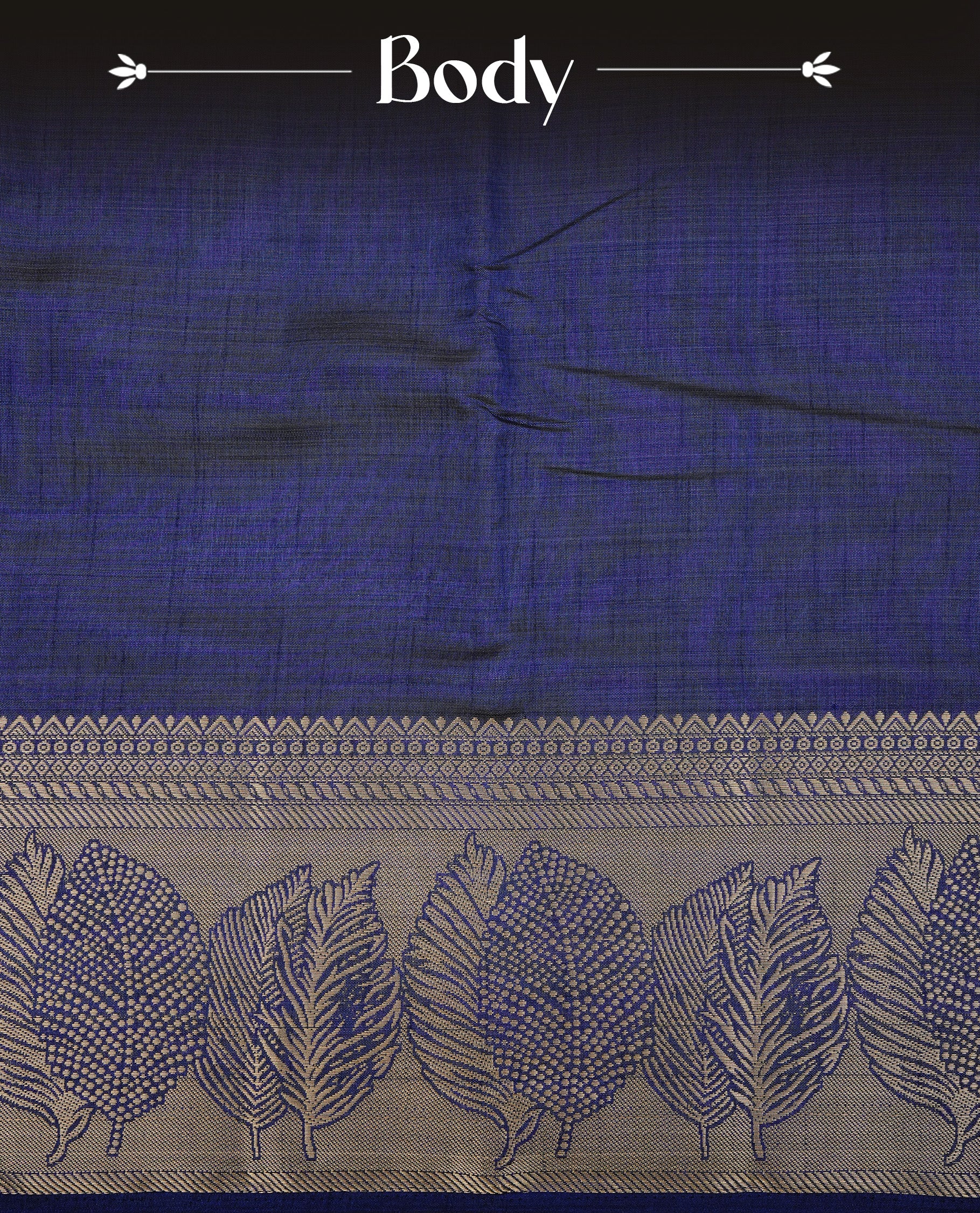 Navy Blue colour semi tussar silk saree featuring elegant plain body, highlighting self colour with traditional border, paired with matching blouse piece.