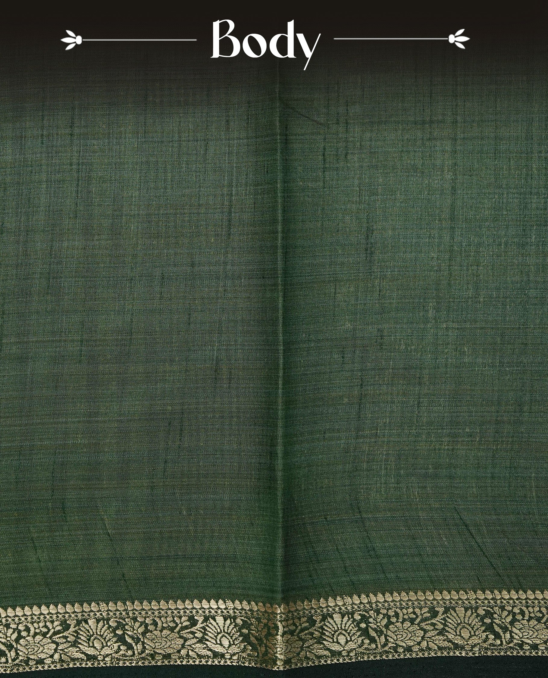 Light gold Colour Tussar saree featuring elegant plain body, complemented by contrast Dark green colour with zari work border, comes with matching blouse piece.