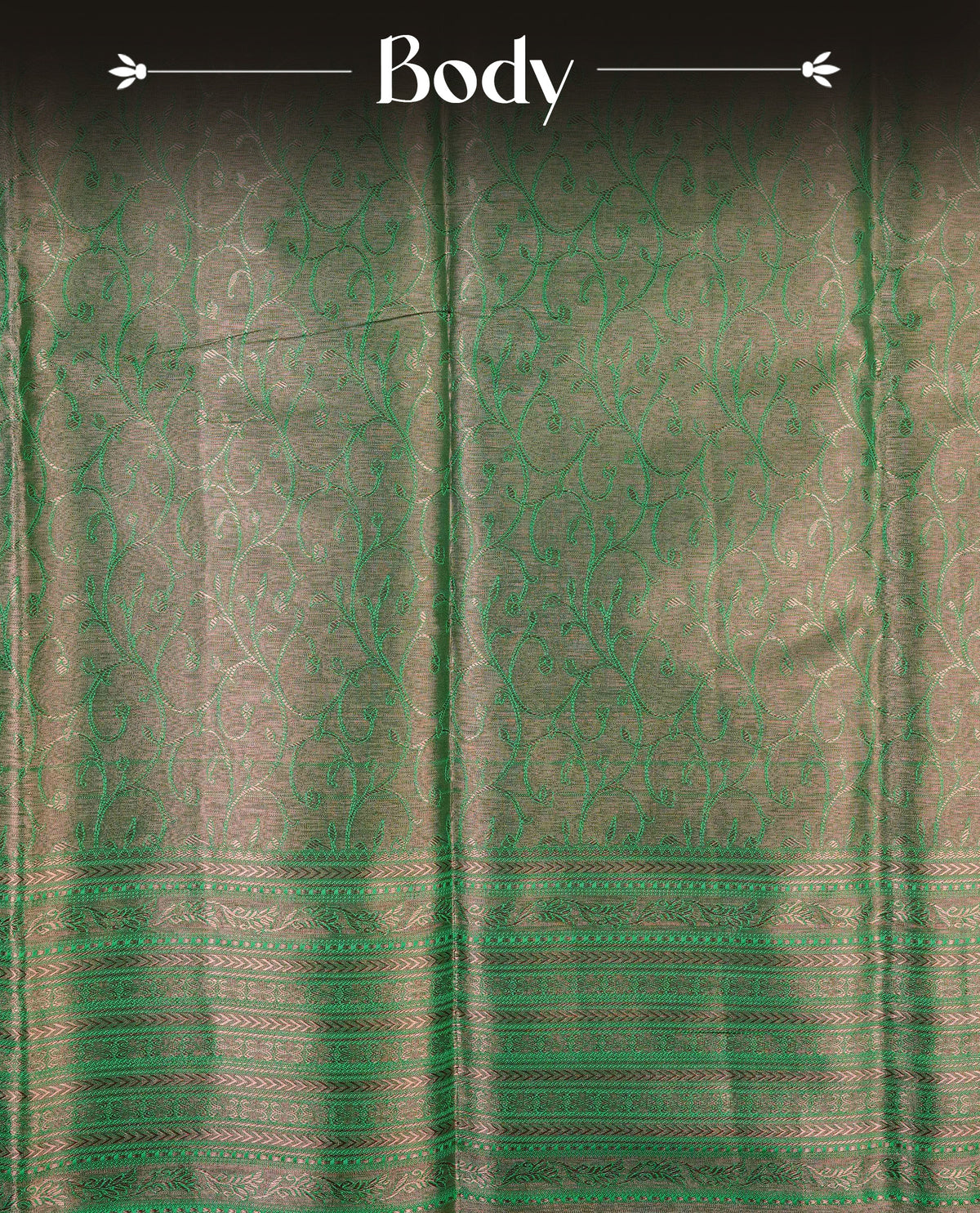 Green & Gold colour Double shade Semi tissue silk saree featuring self color kodi pattern on body, self colour with Fancy border, paired with matching.