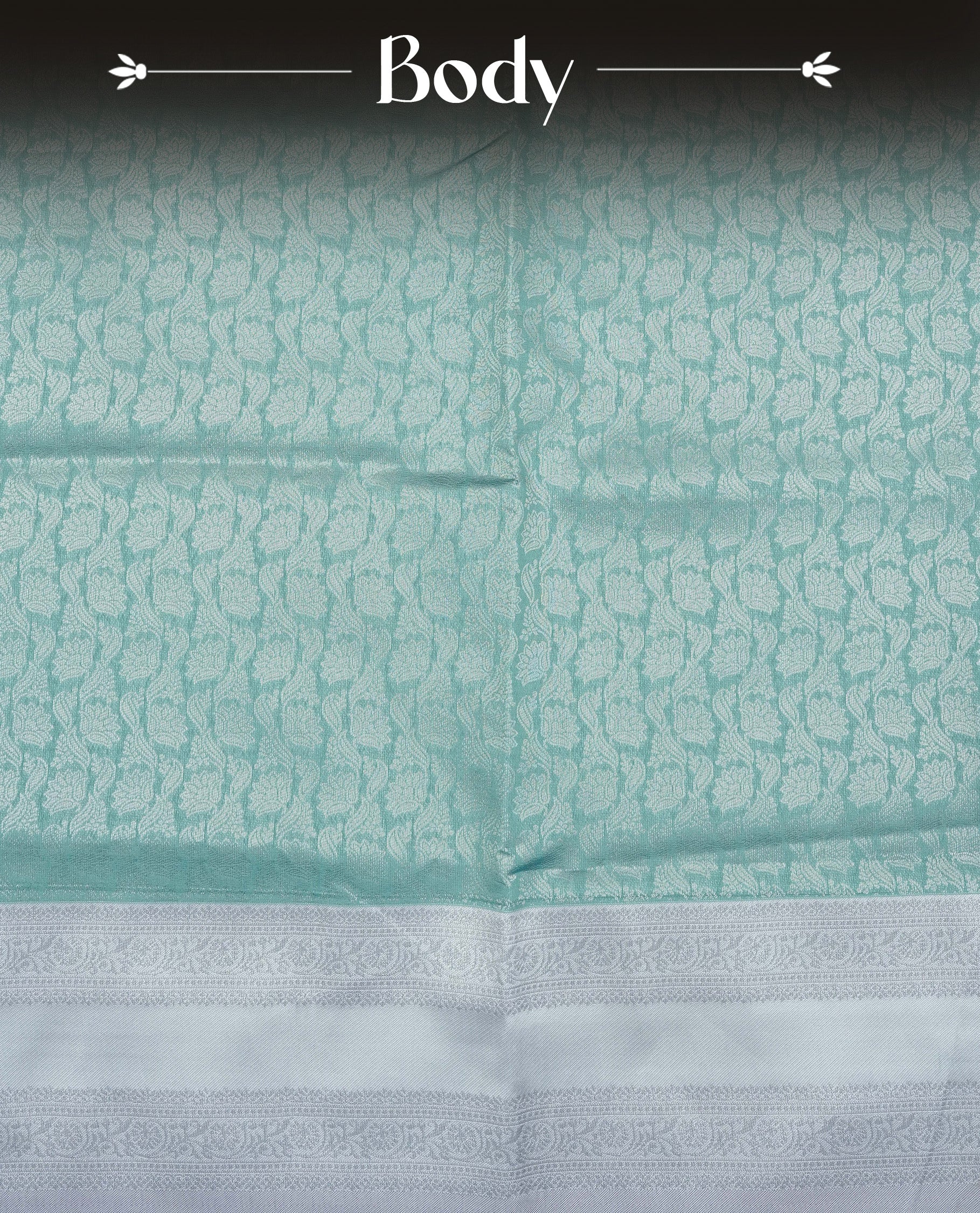 Pastel green colour semi silk saree featuring Silver zari Floral pattern on body, complemented by contrast Lavender colour with silver zari border, comes with matching blouse piece.