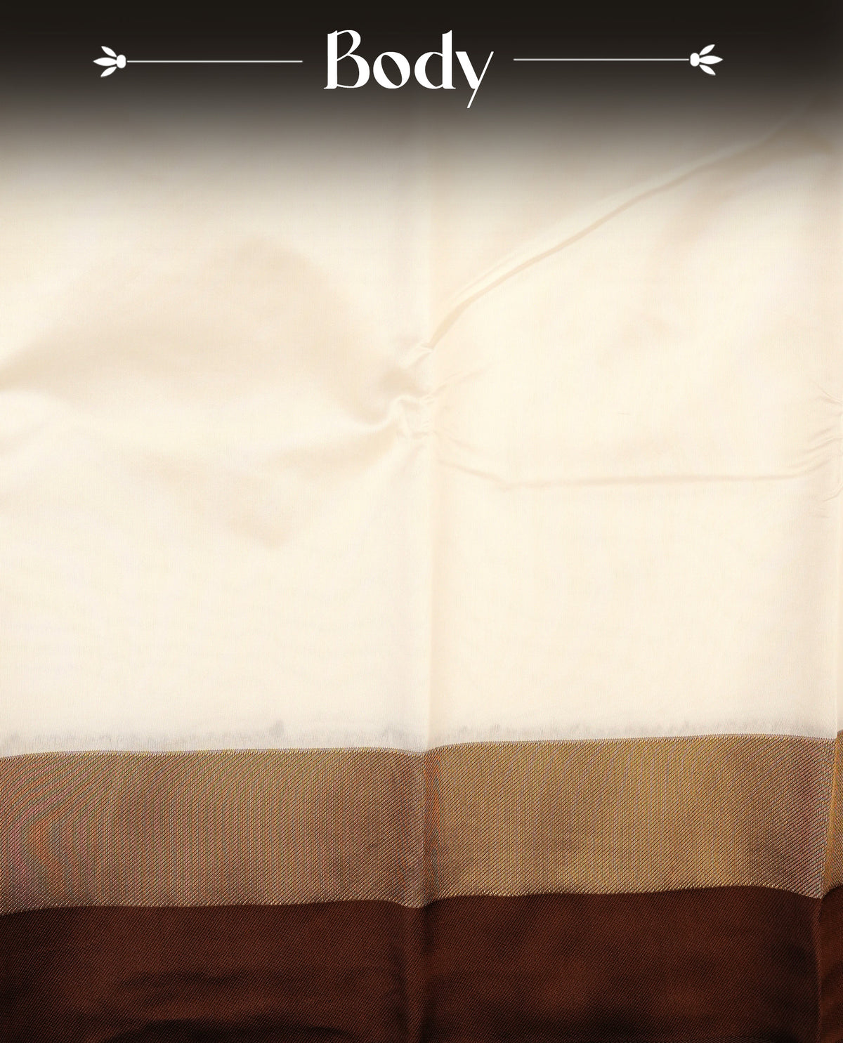 Off White colour soft silk saree with contrast Chocolate border.