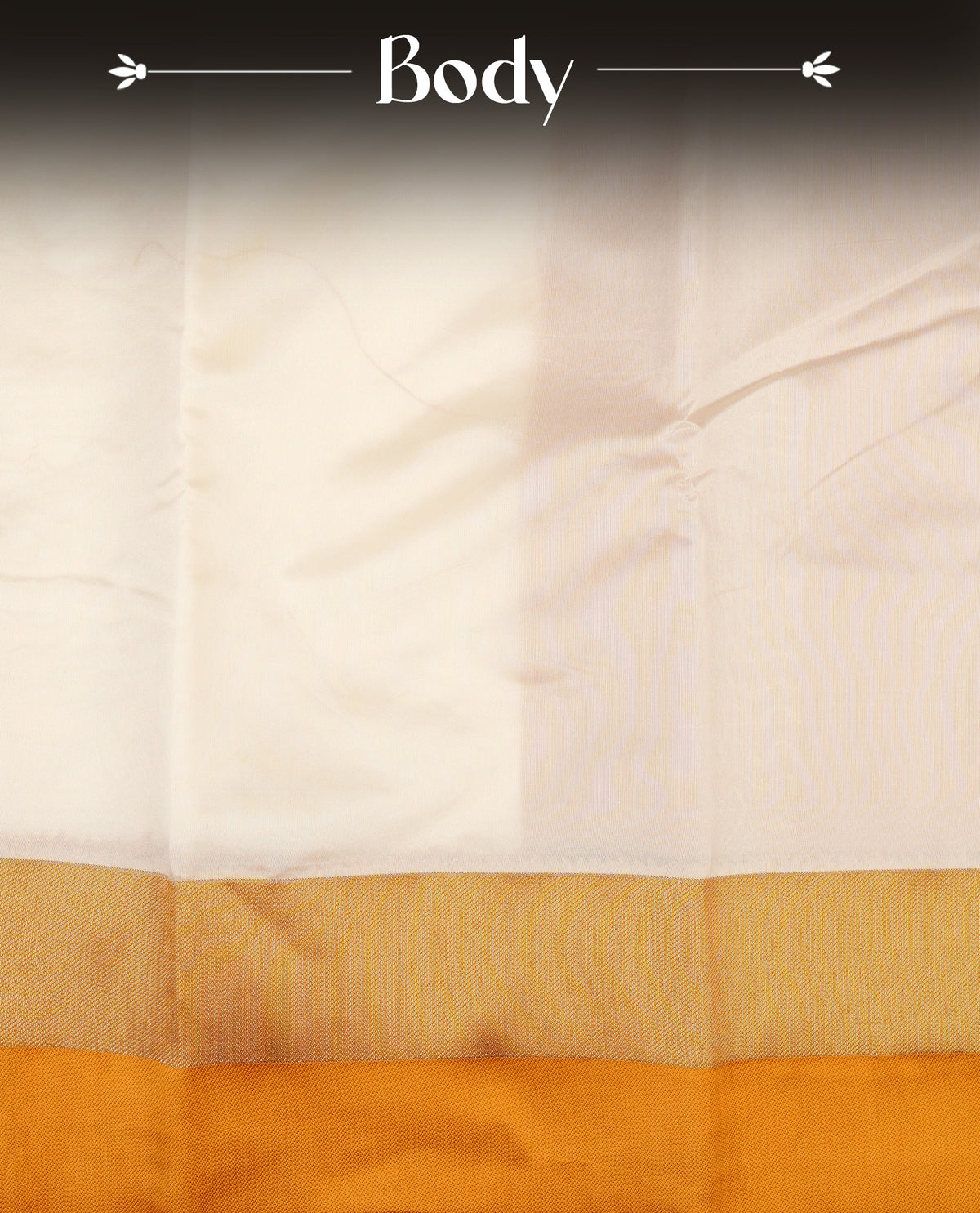 Off White colour soft silk saree with contrast Mustard border.