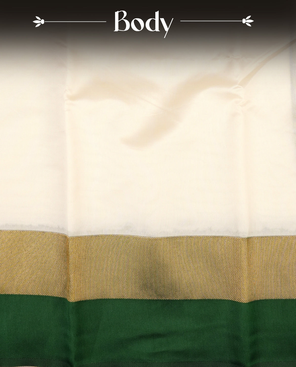 Off White colour soft silk saree with contrast Green border.