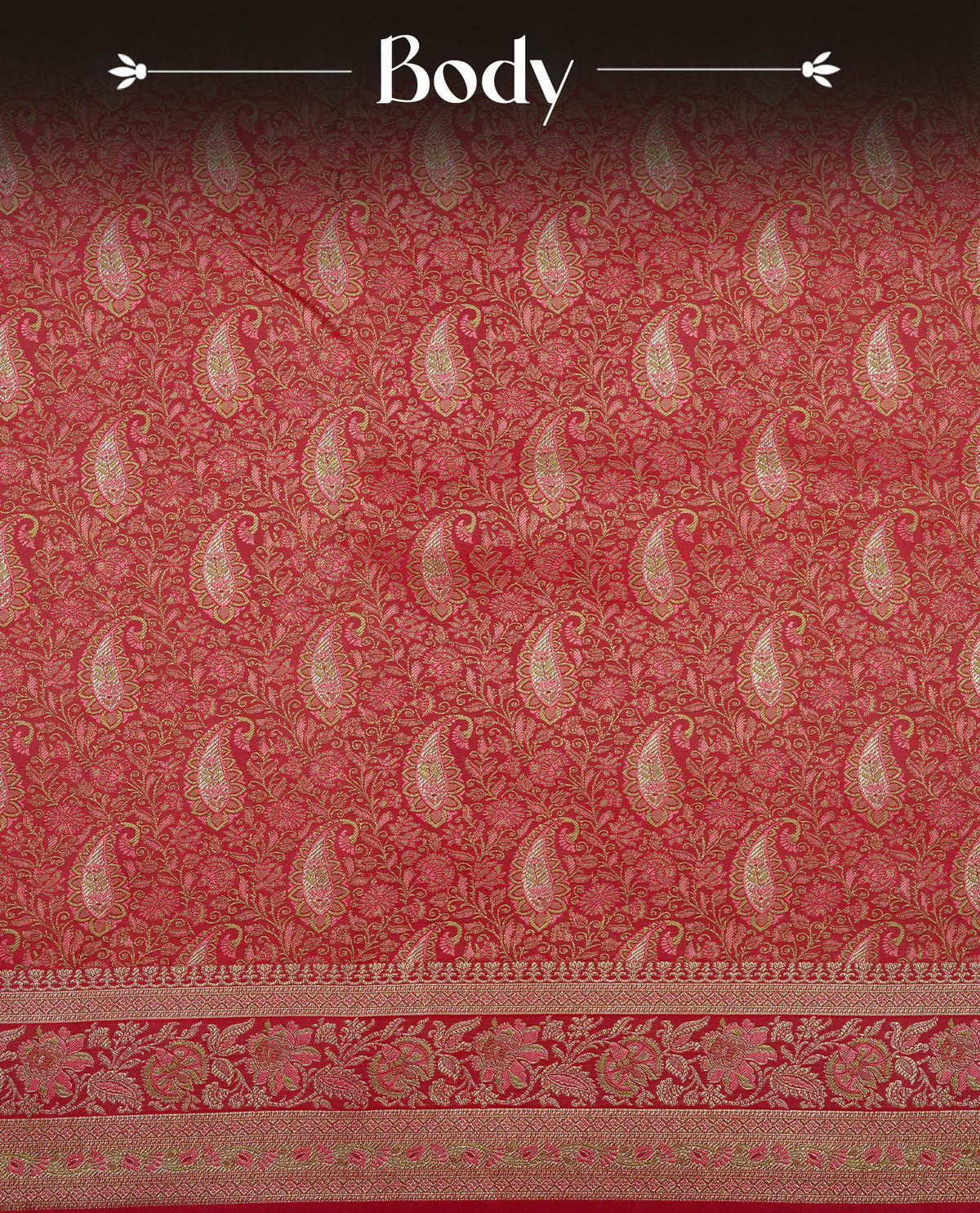 Brown colour Bulberry silk saree featuring gold zari Mango & floral kodi pattern across body, complemented by self colour border with gold zari work, comes with matching blouse piece.