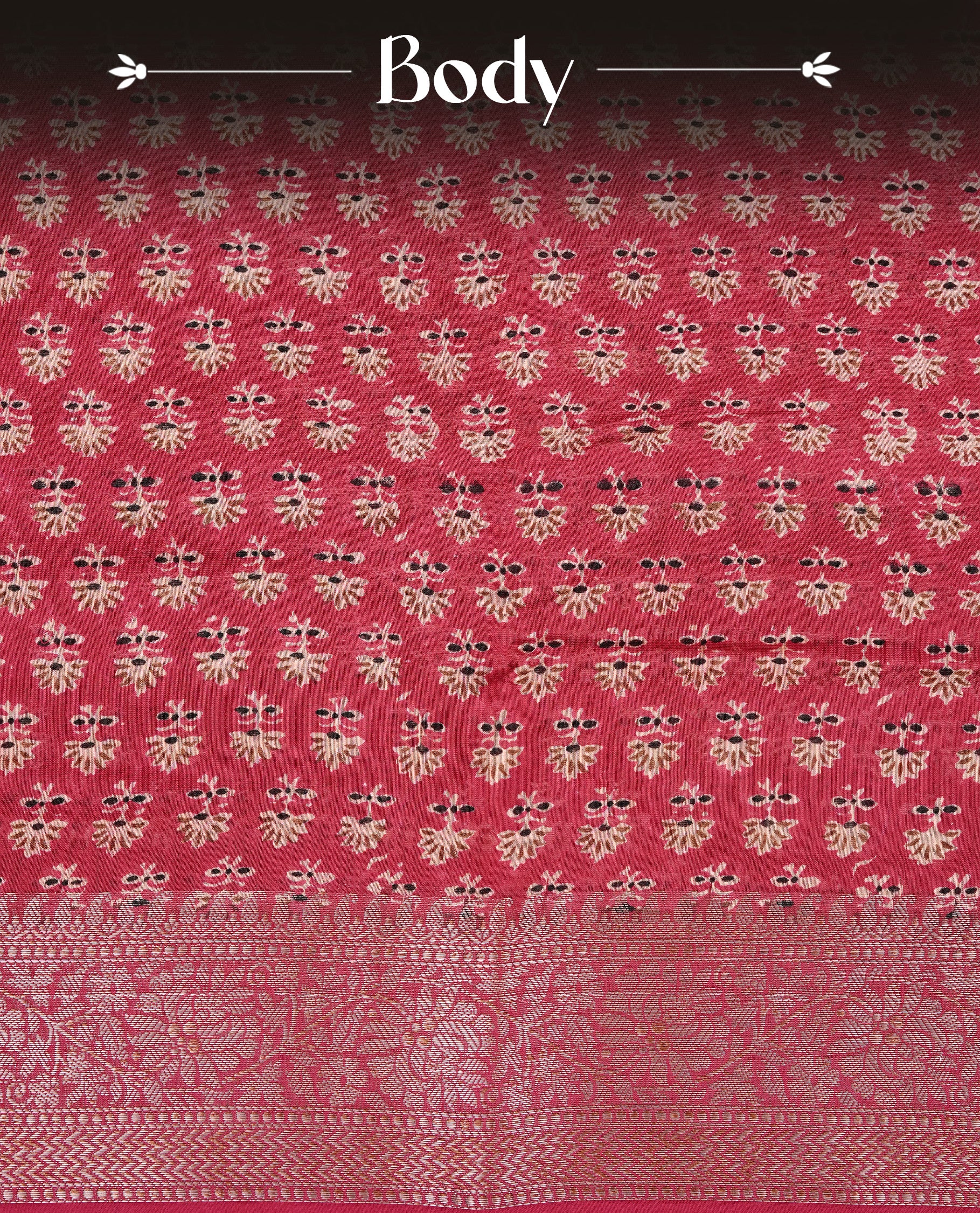 Maroon Colour Chanderi Silk Saree Featuring Floral Print On Body, Complemented by Self Colour with Antique Zari Border, Paired With Matching blouse Piece.