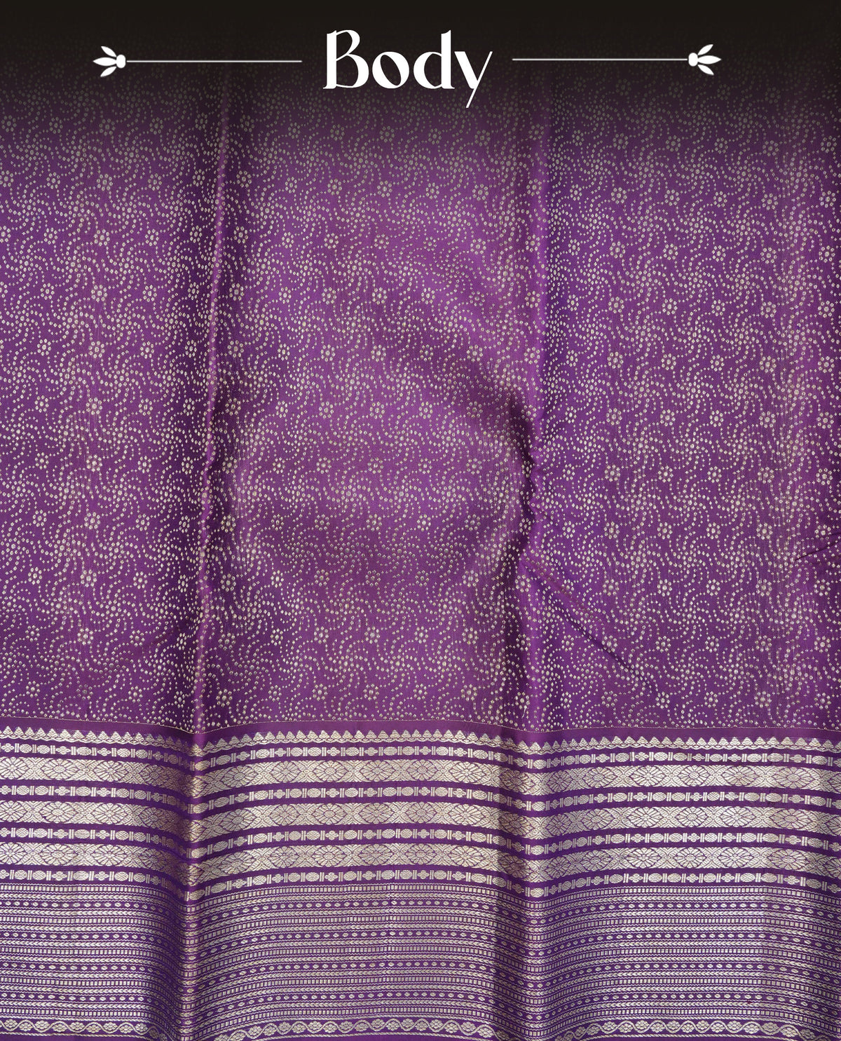 Purple colour Pure wedding silk saree featuring dotted Designed pattern on body, complemented by self colour with traditional border, comes with matching blouse piece.