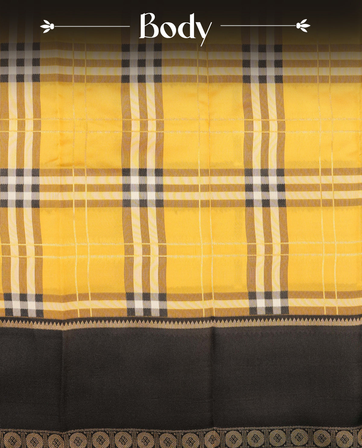 Yellow colour soft silk saree with contrast Black border.