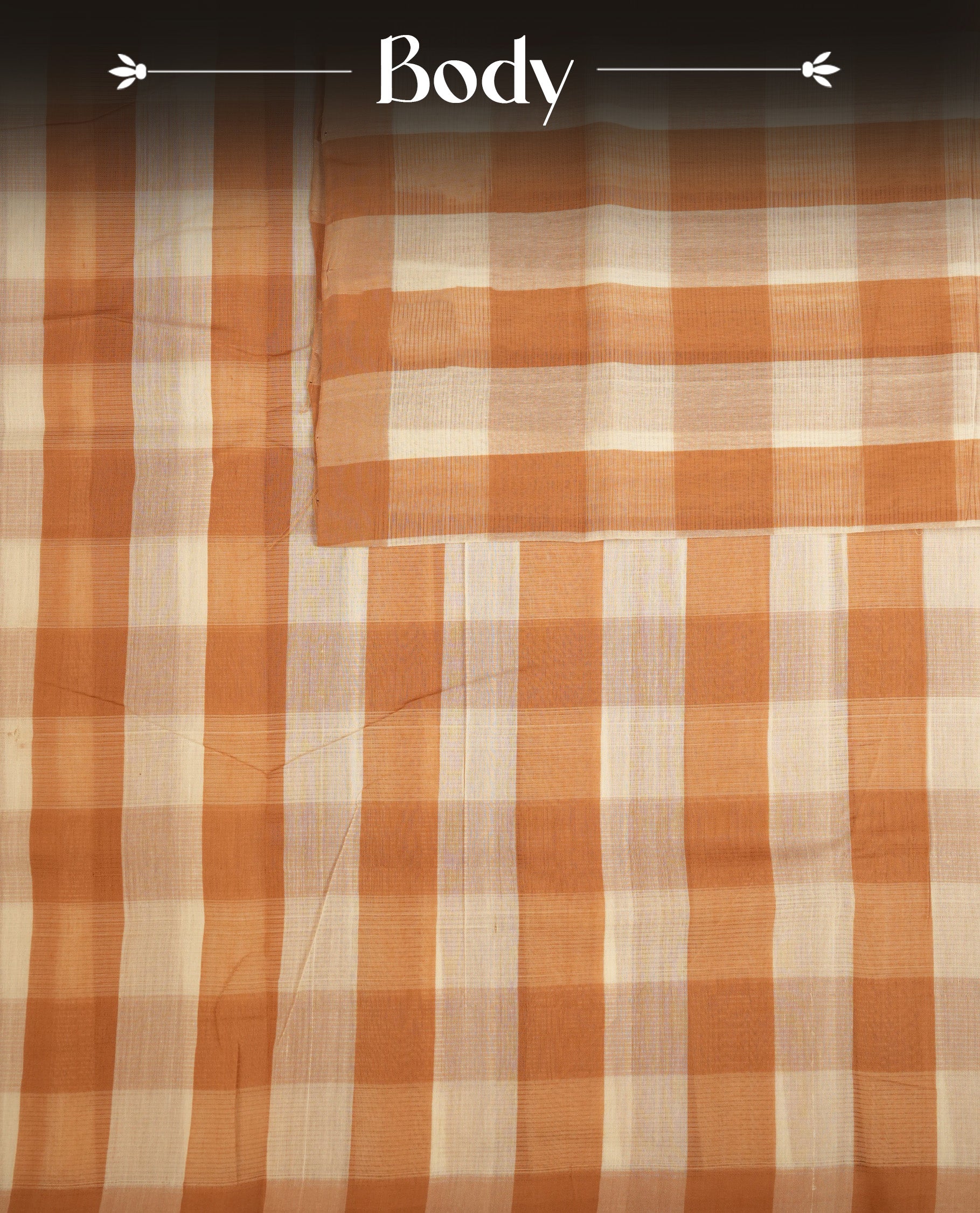 Cream & Light Brown Colour Mangalagiri cotton saree Featuring Check Pattern On Body , WithOut border & Contrast Striped Pallu. Paired with a matching blouse piece