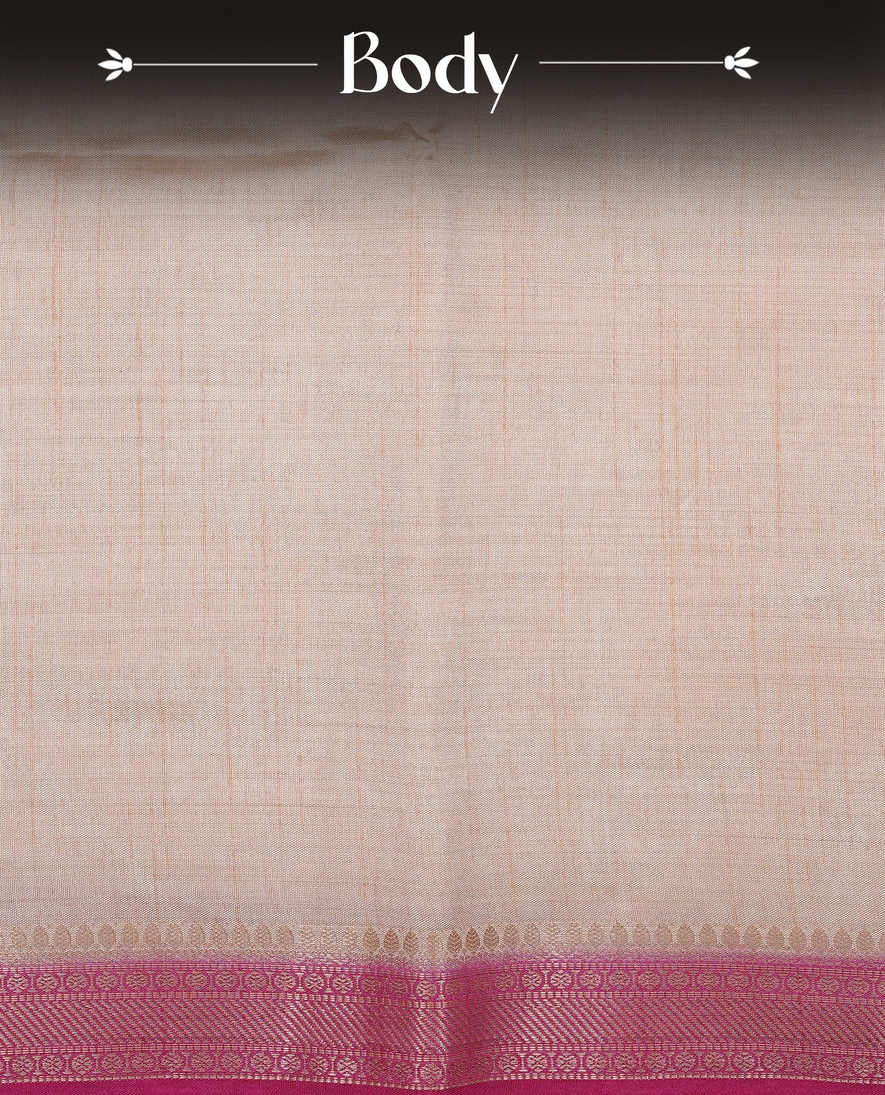 Cream colour Tussar silk saree Featuring Elegant Plain body, complemented by Contrast Magenta colour with gold zari border, paired with matching blouse piece.