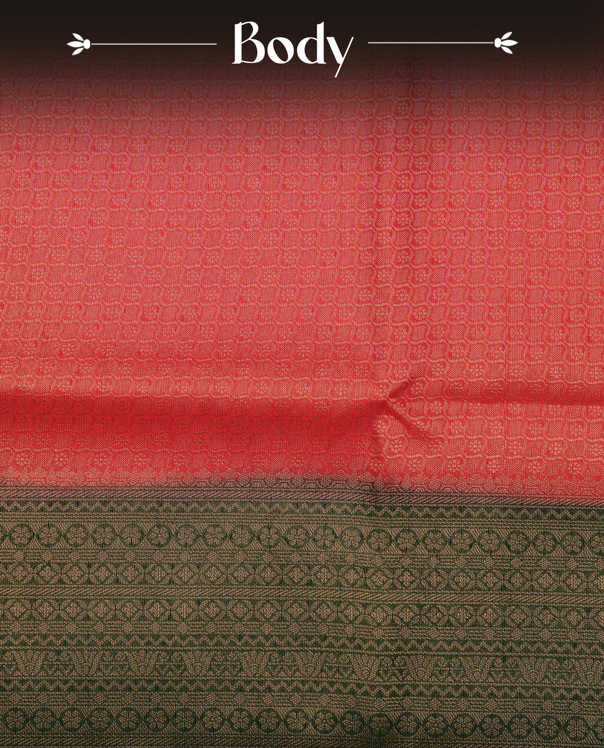 Crimson red colour softie silk saree featuring gold zari, rich pallu brocade body, with contrasting forest green colour border.paired with matching blouse piece.