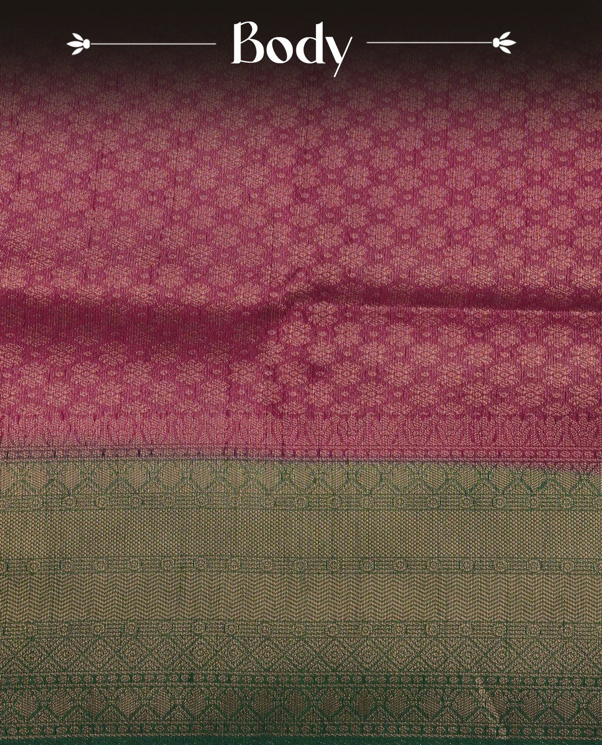 Maroon colour softie silk saree featuring gold zari, rich pallu floral pattern brocade body, with contrasting green colour border.paired with matching blouse piece.