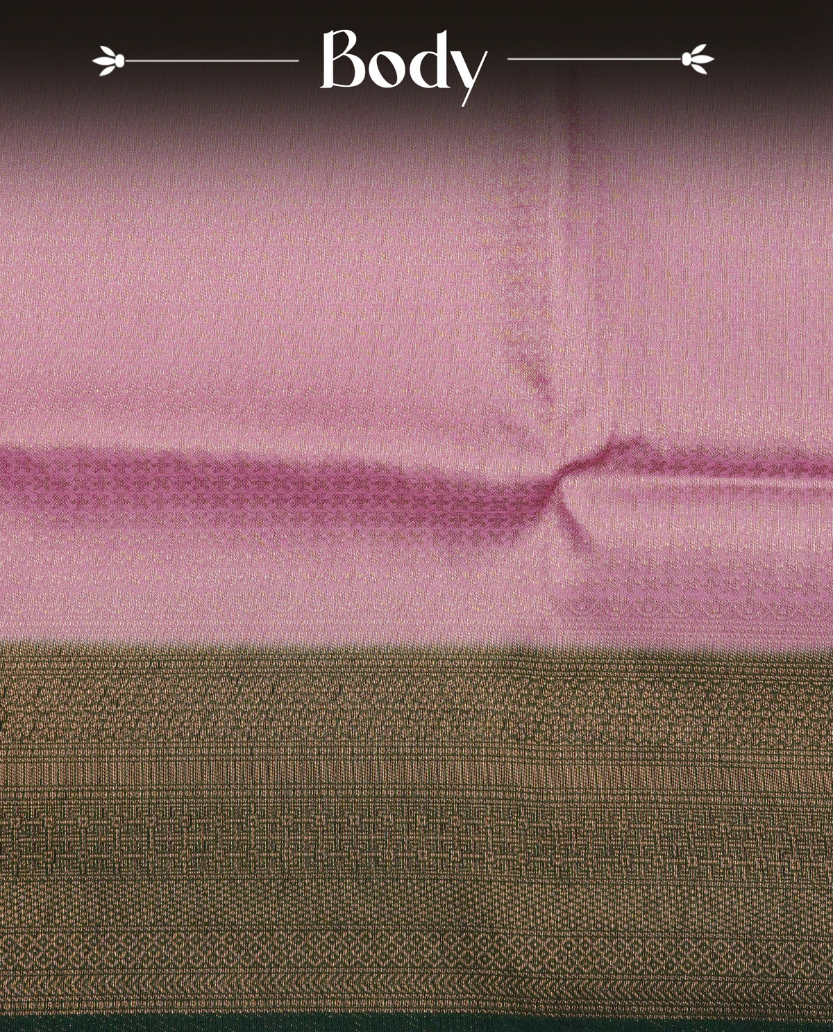 Onion pink colour softie silk saree featuring gold zari, rich pallu floral pattern brocade body, with contrasting forest green colour border.paired with matching blouse piece.