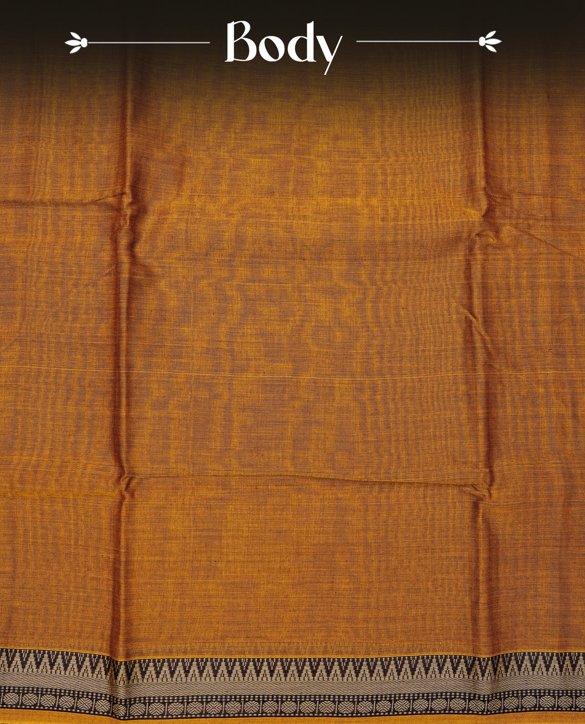 Mustard Yellow Narayanapattu Cotton Saree featuring a plain body , beautifully complemented by a black temple-designed border & Contrast pallu, paired with a matching blouse piece.