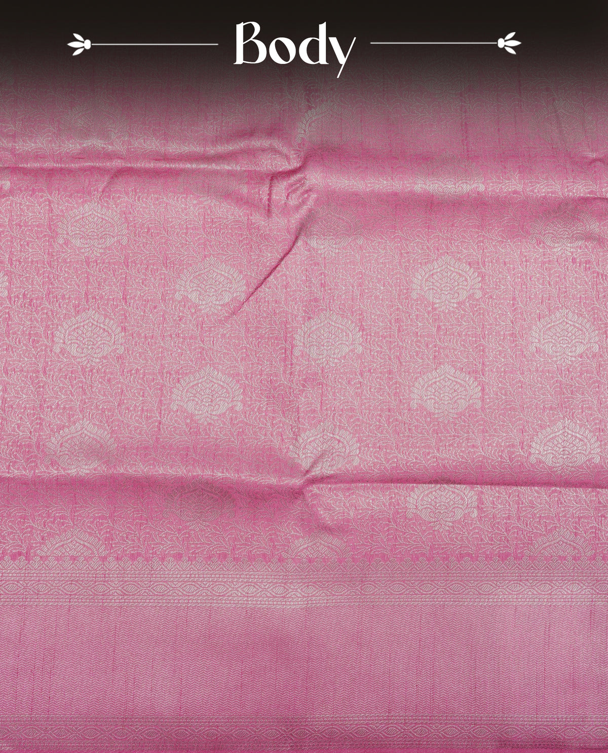 Onion pink colour softie silk saree featuring silvar zari, rich pallu floral pattern brocade body, with contrasting self colour border.paired with matching blouse piece.