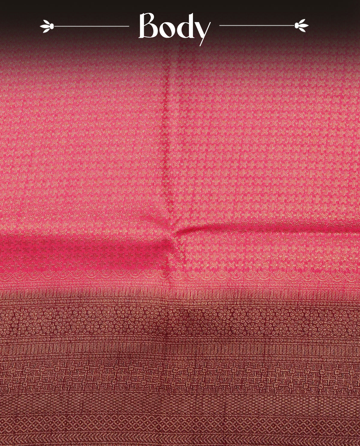 Pink colour softie silk saree featuring gold zari, rich pallu brocade body, with contrasting maroon colour border.paired with matching blouse piece.