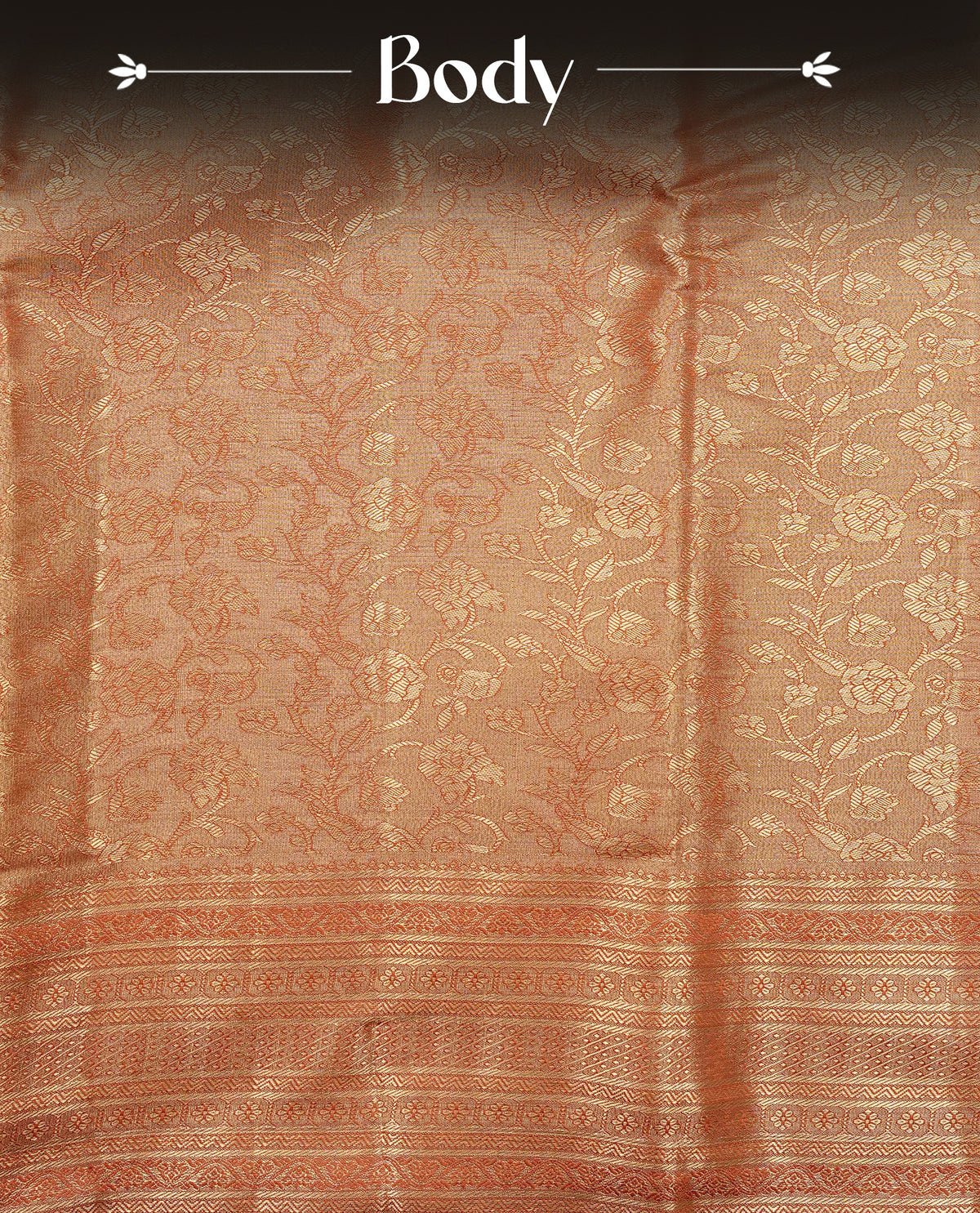 Light Brown Colour Semi Tissue Silk Saree featuring an all-over floral zari woven on body, an elegant self-design zari pallu & Paired with a matching blouse piece.