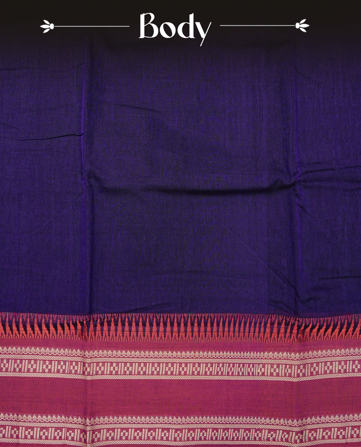 Purple colour Narayanapattu cotton saree with a plain body, complemented by a magenta Colour with Beige colour border & contrast pallu, paired with a matching blouse piece.
