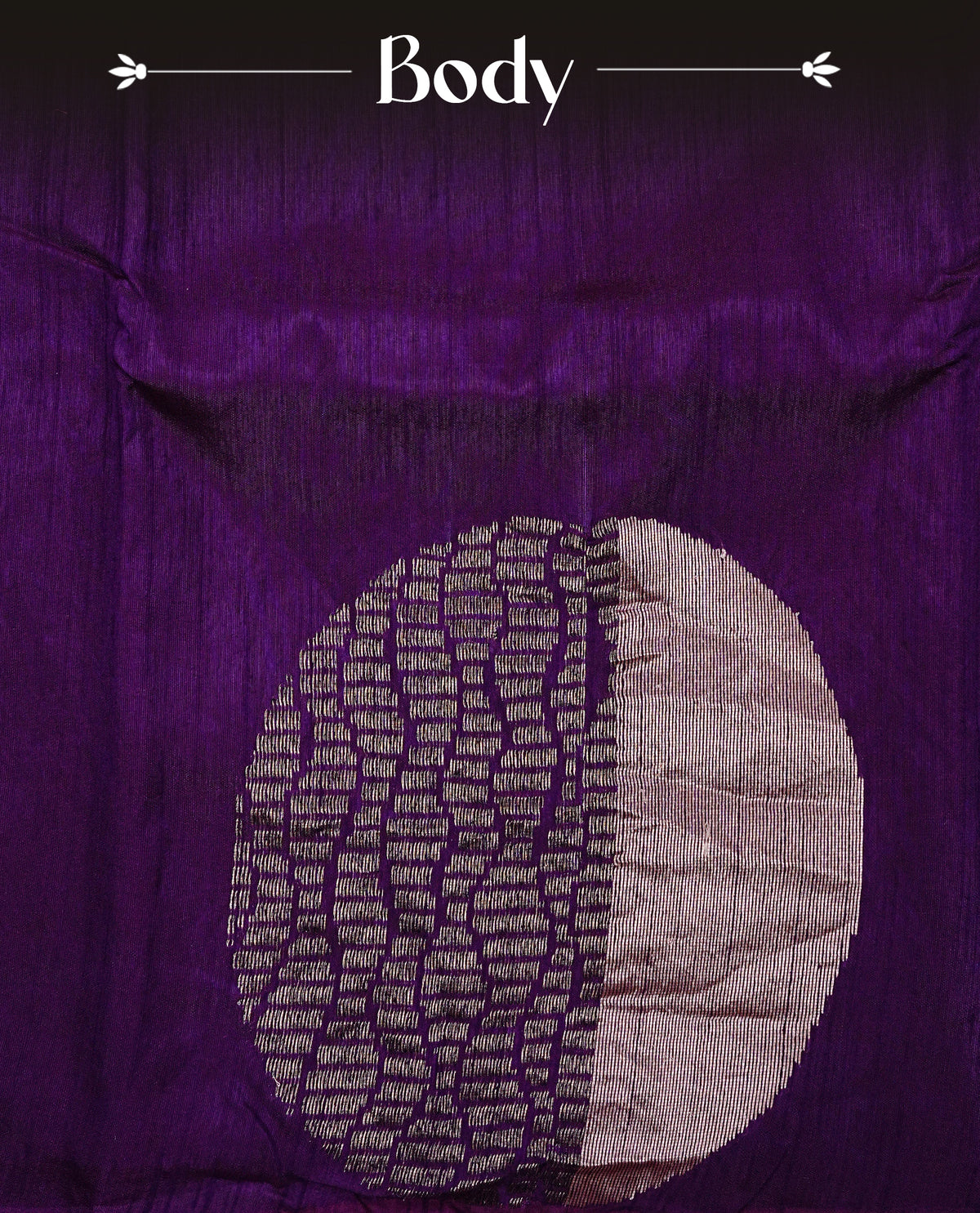 Deep purple colour semi tussar silk saree featuring bold thread polka dot body, no specific border, comes with matching blouse piece