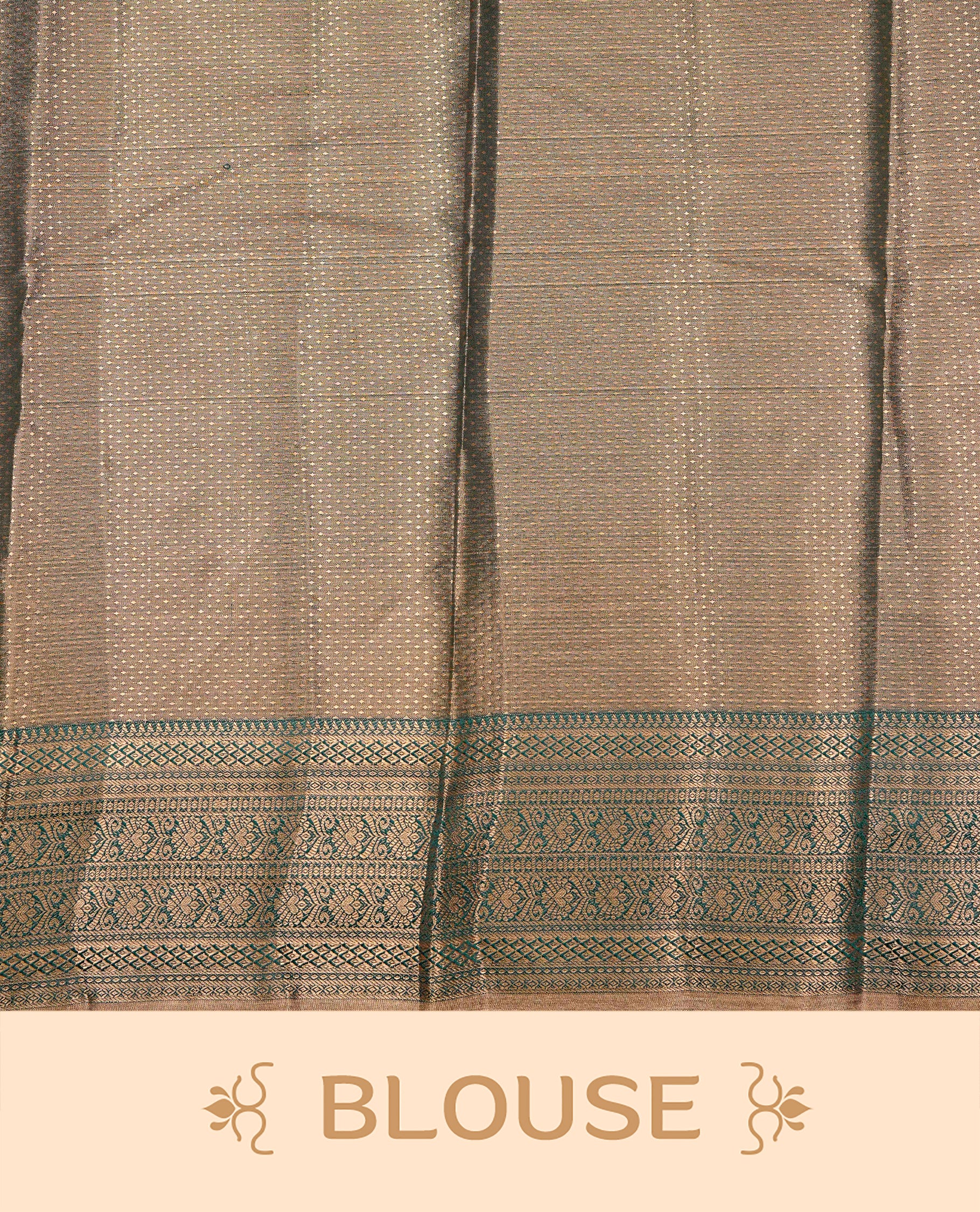 Green & Gold colour Double shade Semi tissue silk saree featuring self color kodi pattern on body, self colour with traditional border, paired with matching.