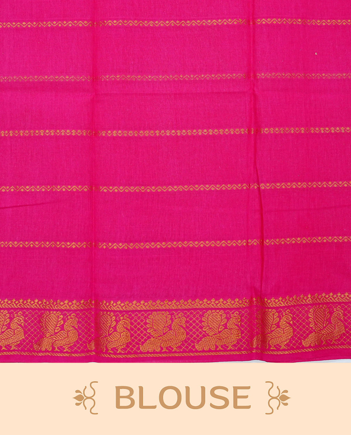 Chocolate brown Colour Sungudi Cotton saree featuring elegant gold zari checks on Body , complemented by a classic Gold zari peacock motifs on border and matching pallu, paired with a contrast pink blouse piece.