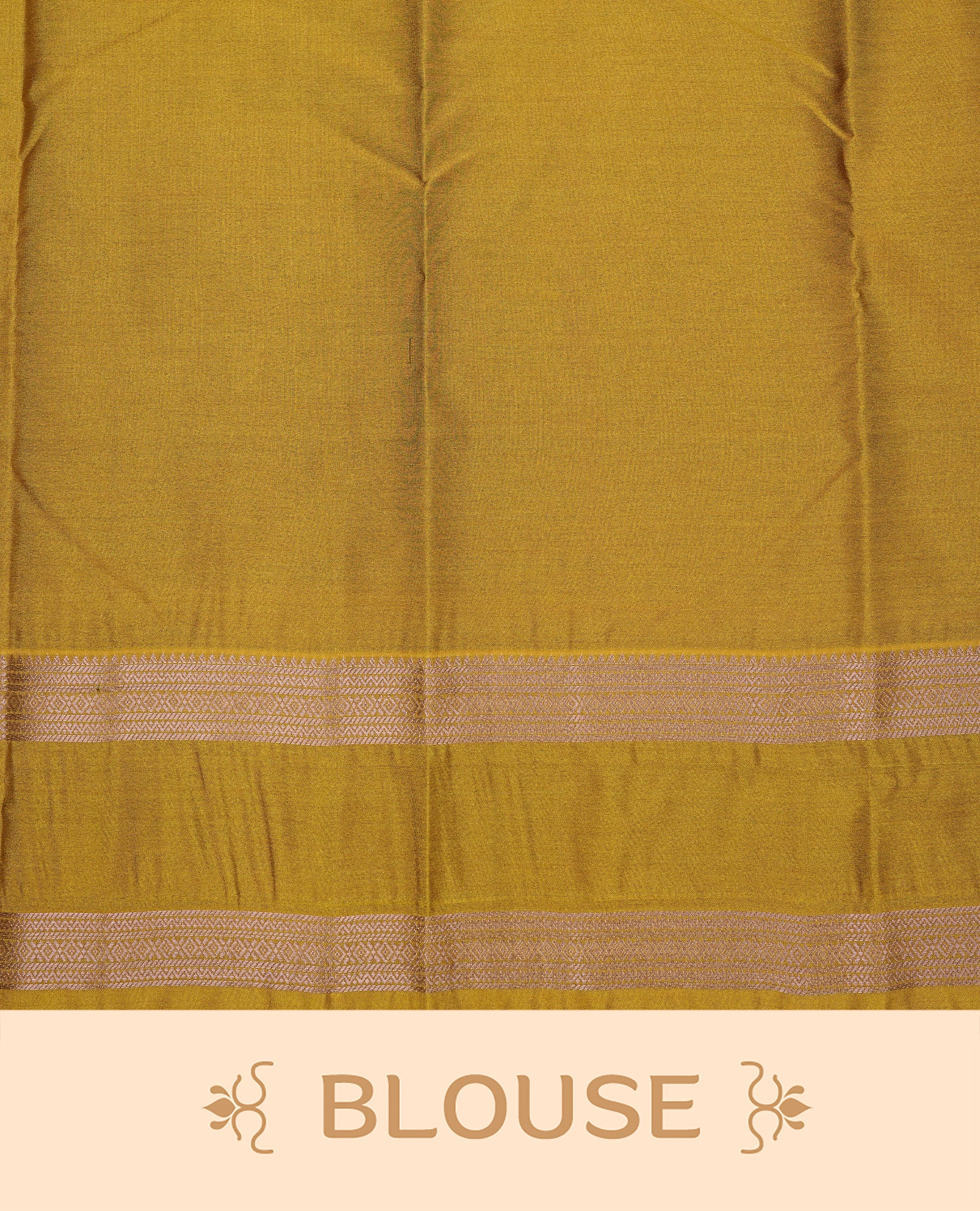 Mustard Yellow Colour Semi Soft Slik Saree Featuring An Elegant Self Floral Woven Body, Enhanced By A Traditional Rose Gold Zari Border And Rich Pallu, Paired With A Matching Blouse Piece.